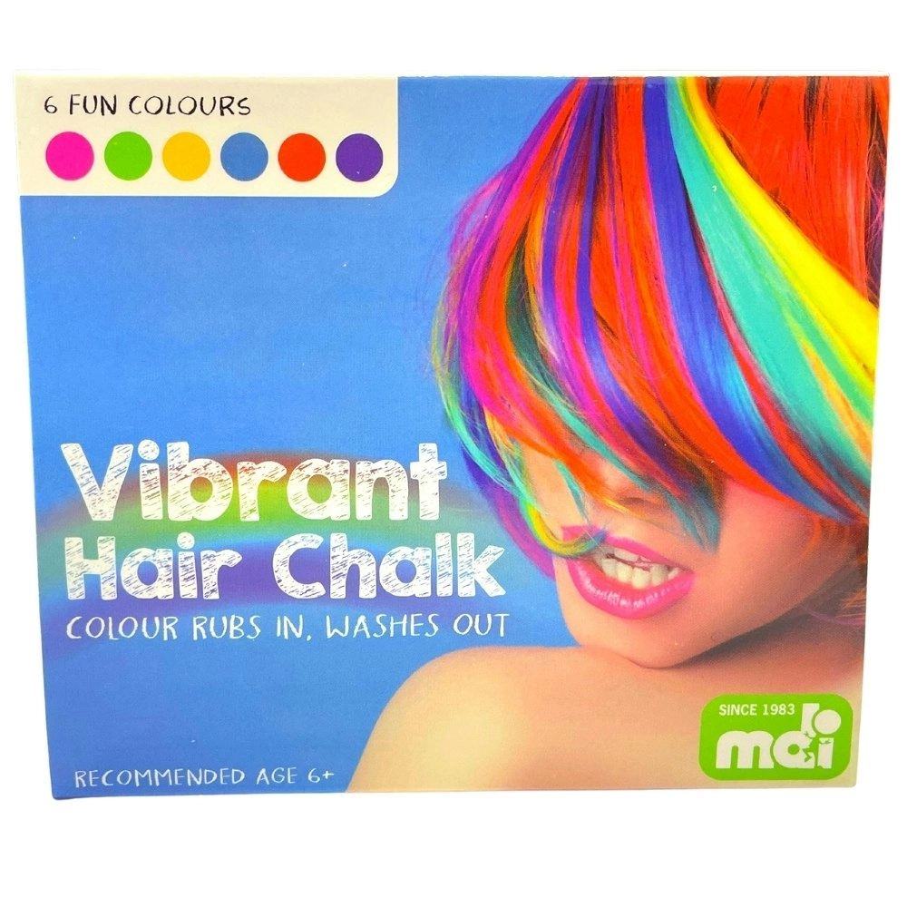 Mdi Vibrant Hair Chalk 6 Colours Colour Rubs in Washes Out