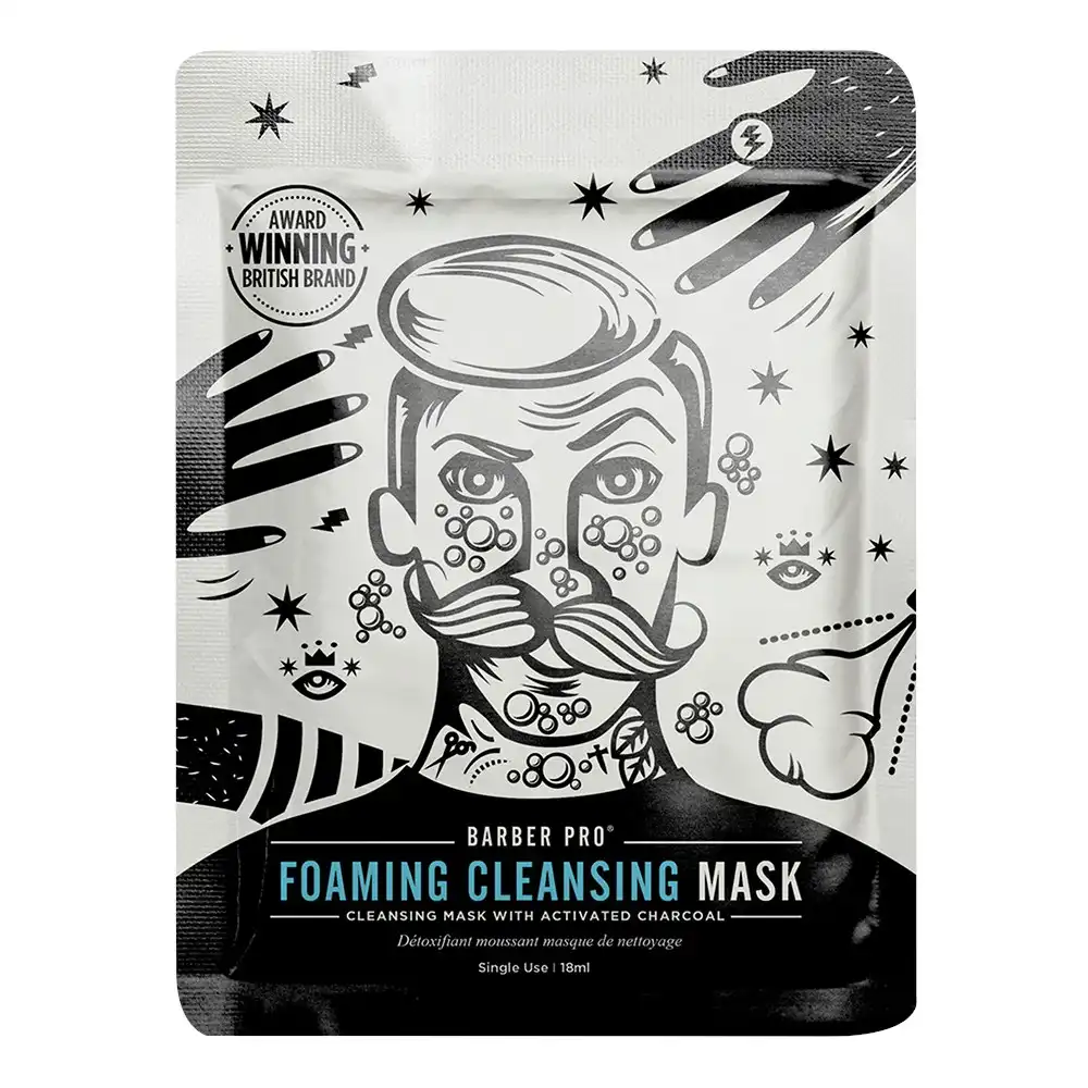 Barber Pro Foaming Cleansing Mask Activated Charcoal Mens Skin Care