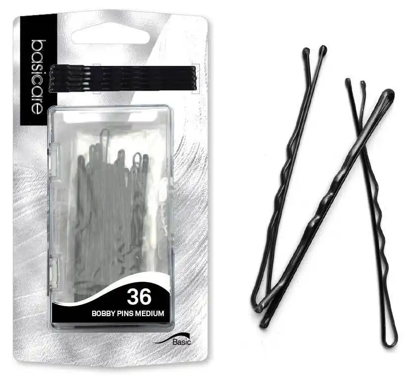 Basicare Bobby Medium Black Hair Pin Set of 36 6.2cm