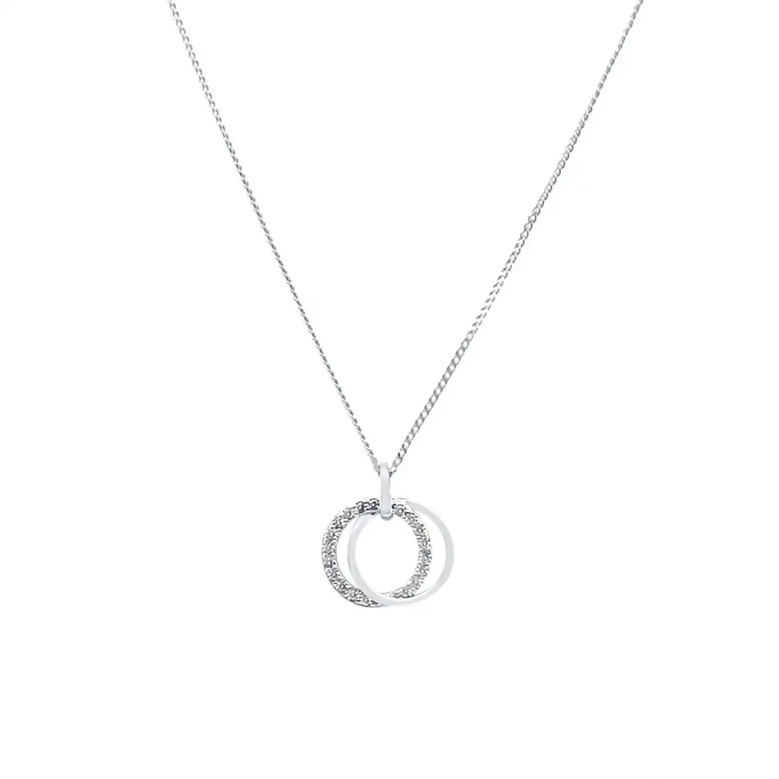 45cm Open Circle Necklace with Cubic Zirconia in Sterling Silver