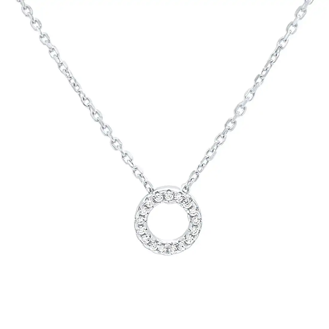 Children's Open Circle 42cm Necklace with Cubic Zirconia in Sterling Silver