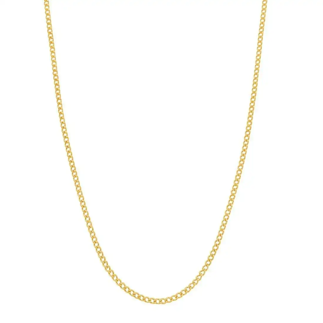 9ct Yellow Gold Fine Open Curb Chain Necklace 40cm