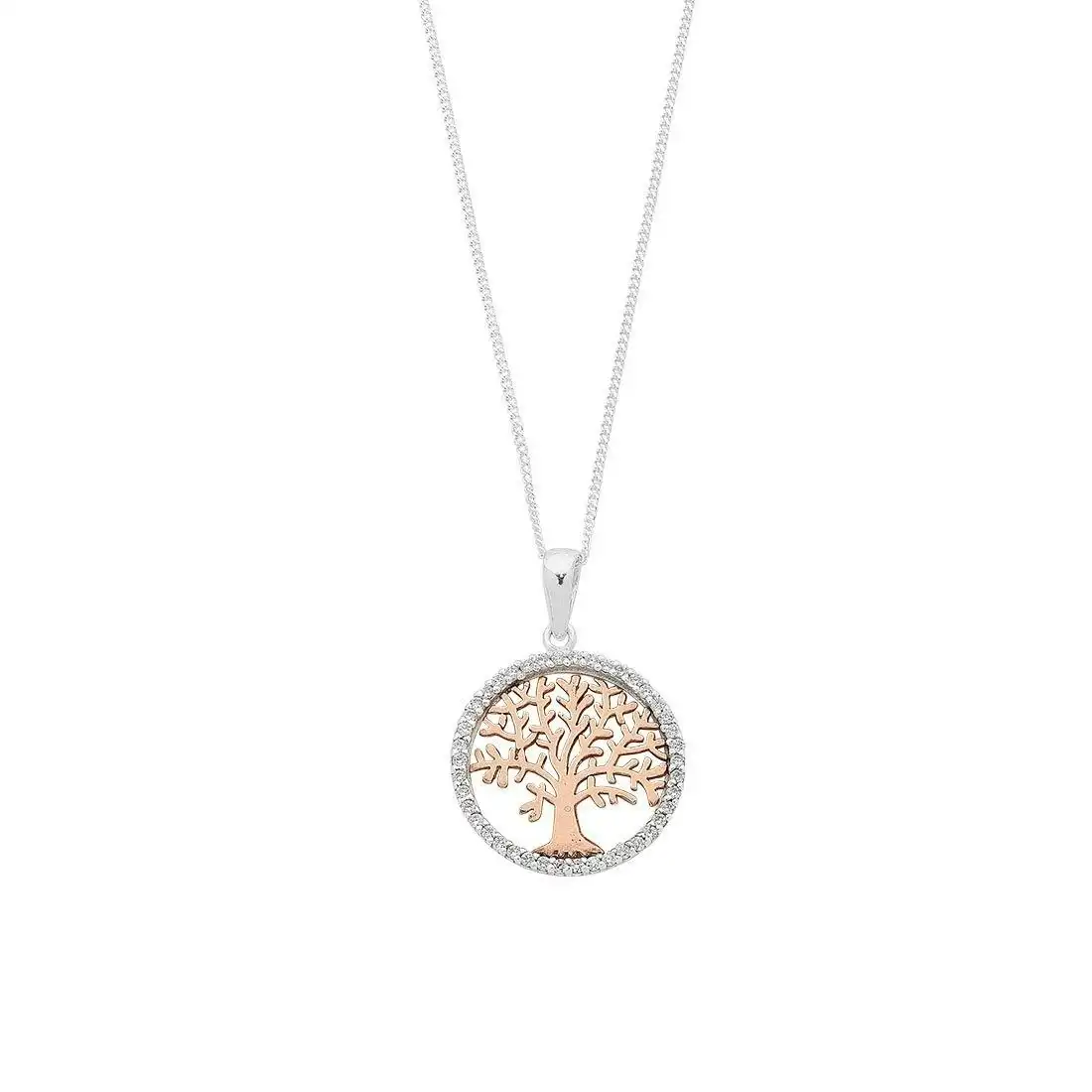 45cm Sterling Silver Rose Tree of Life Necklace