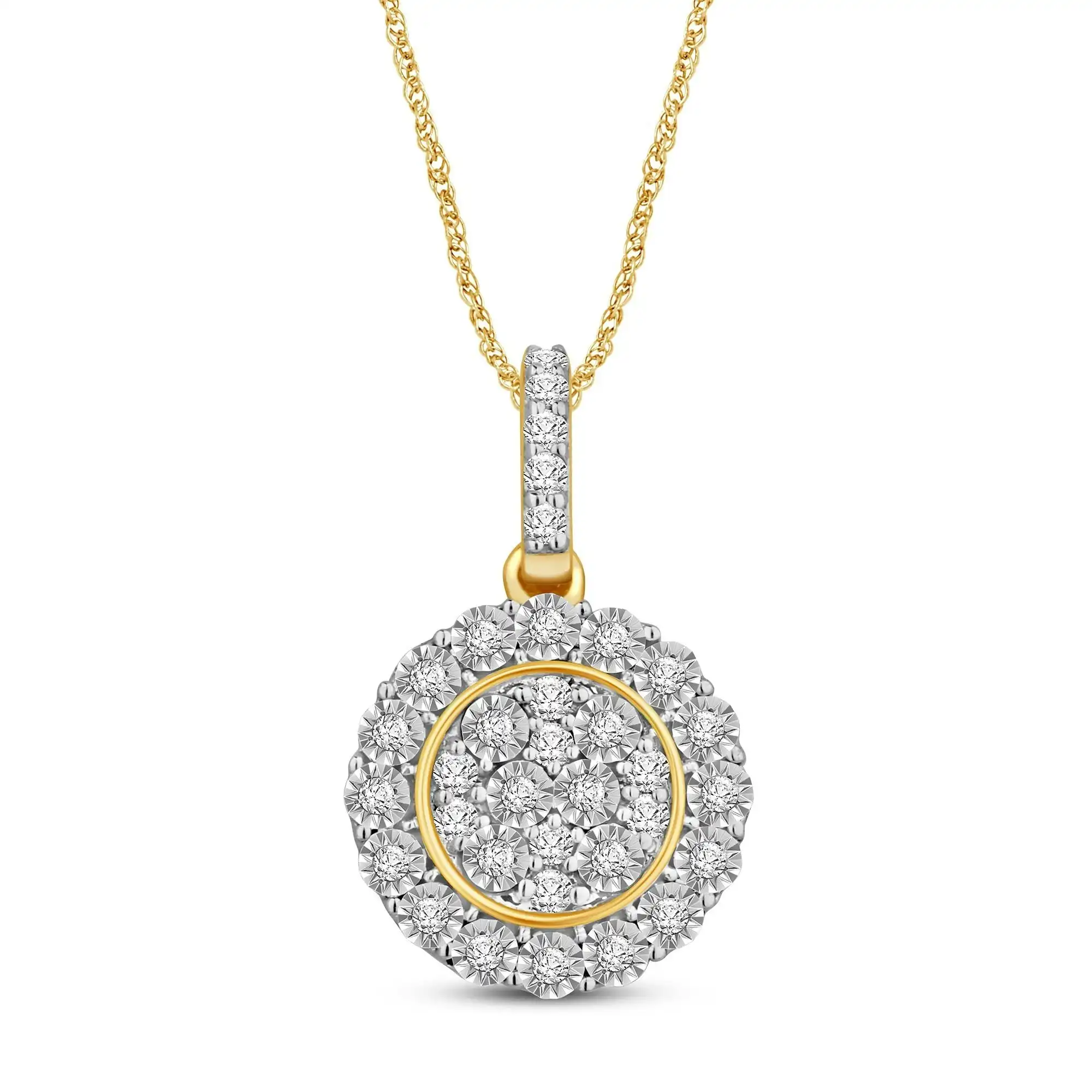 Meera Round Necklace with 1/5ct Laboratory Grown Diamonds in 9ct Yellow Gold