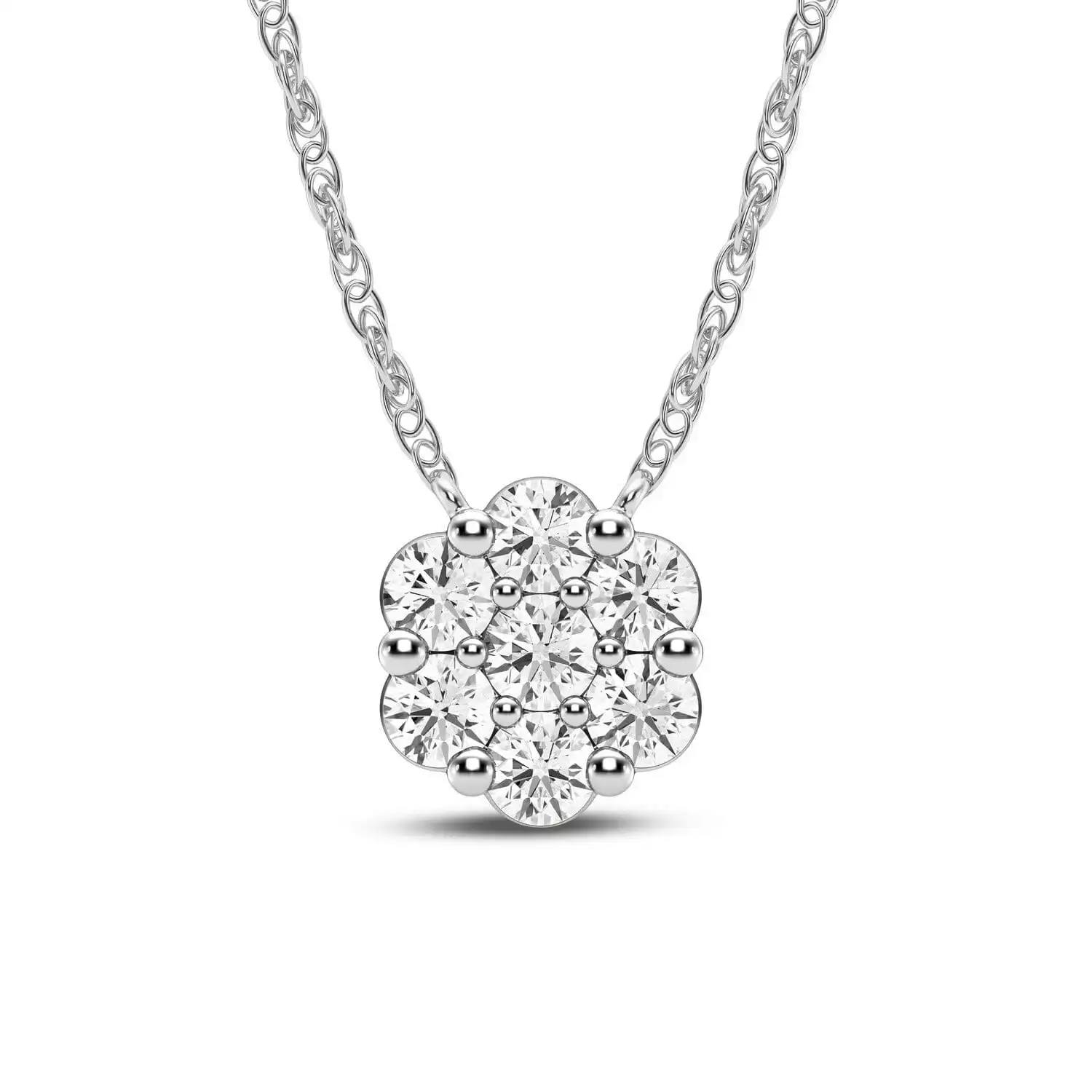 Meera Flower Necklace with 1/3ct of Laboratory Grown Diamonds in 9ct White Gold