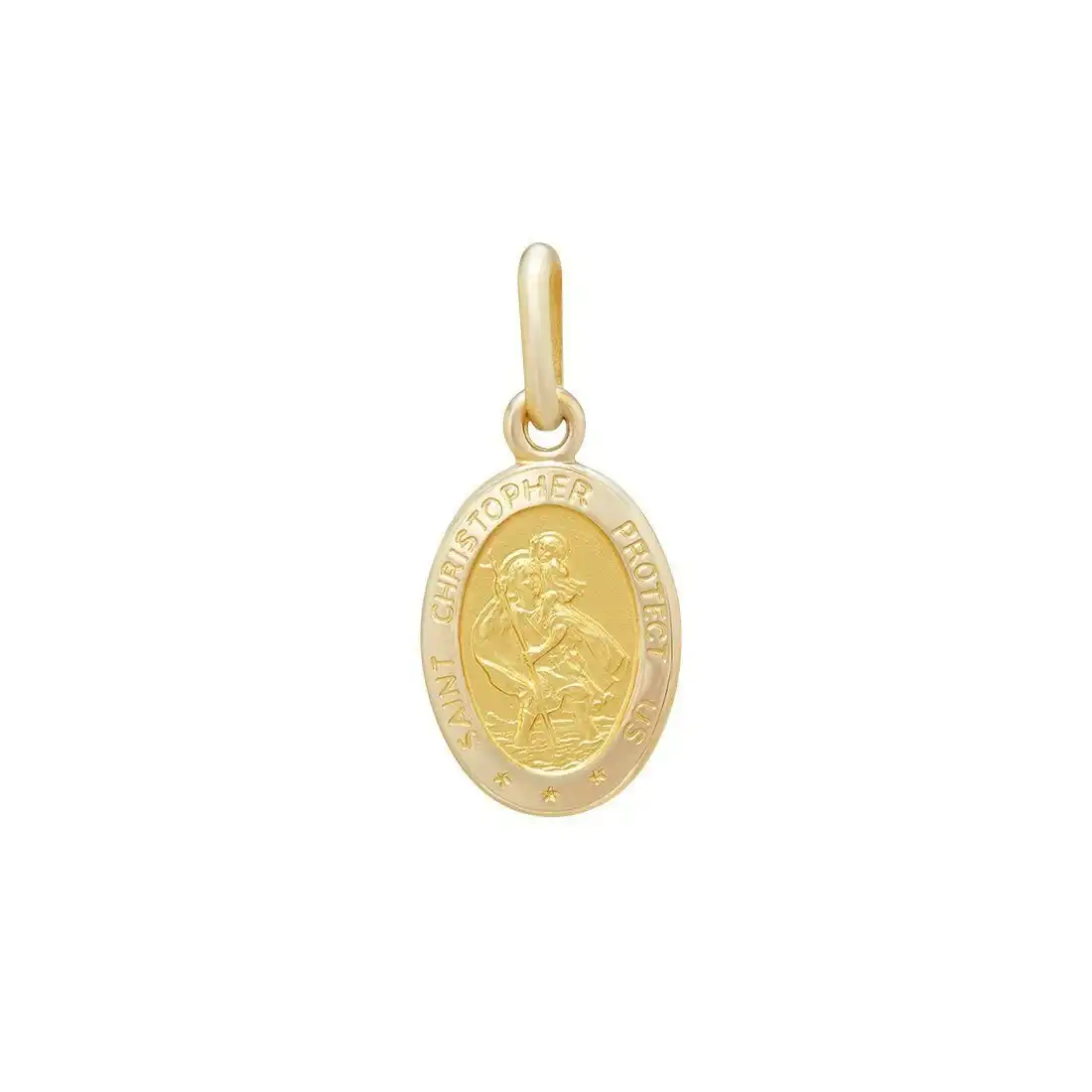 Oval Shaped St Christopher Medal Pendant in 9ct Yellow Gold