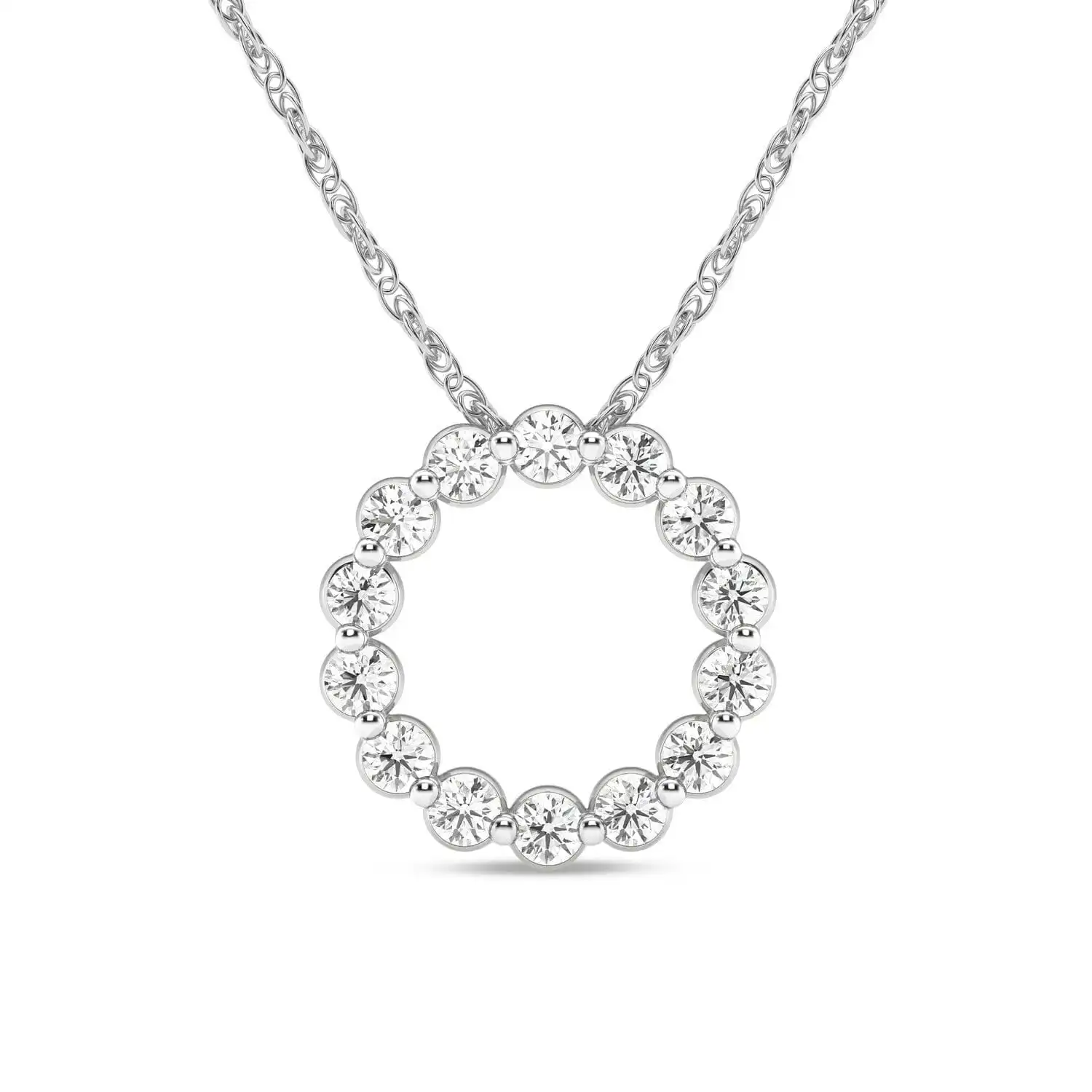 Meera Circle of Love Necklace with 1/2ct of Laboratory Grown Diamonds in 9ct White Gold