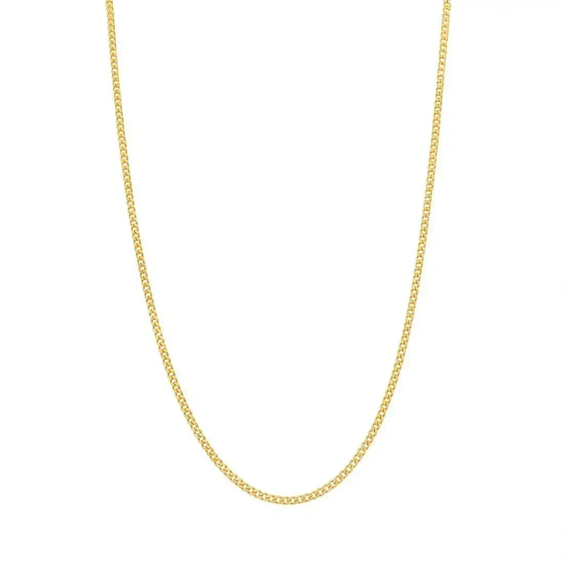 9ct Yellow Gold Fine Diamond Cut Curb Chain Necklace 45cm
