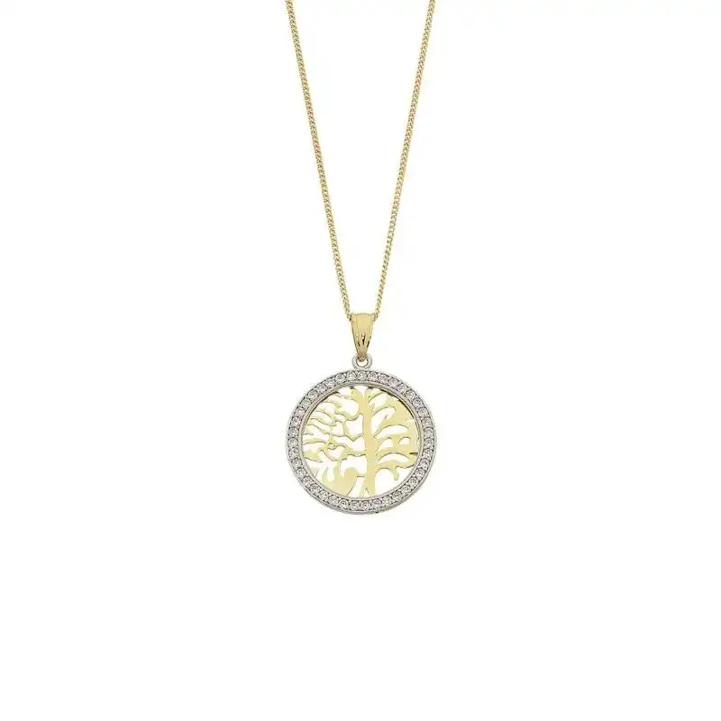 9ct Yellow Gold Silver Infused Tree Of Life Pendant