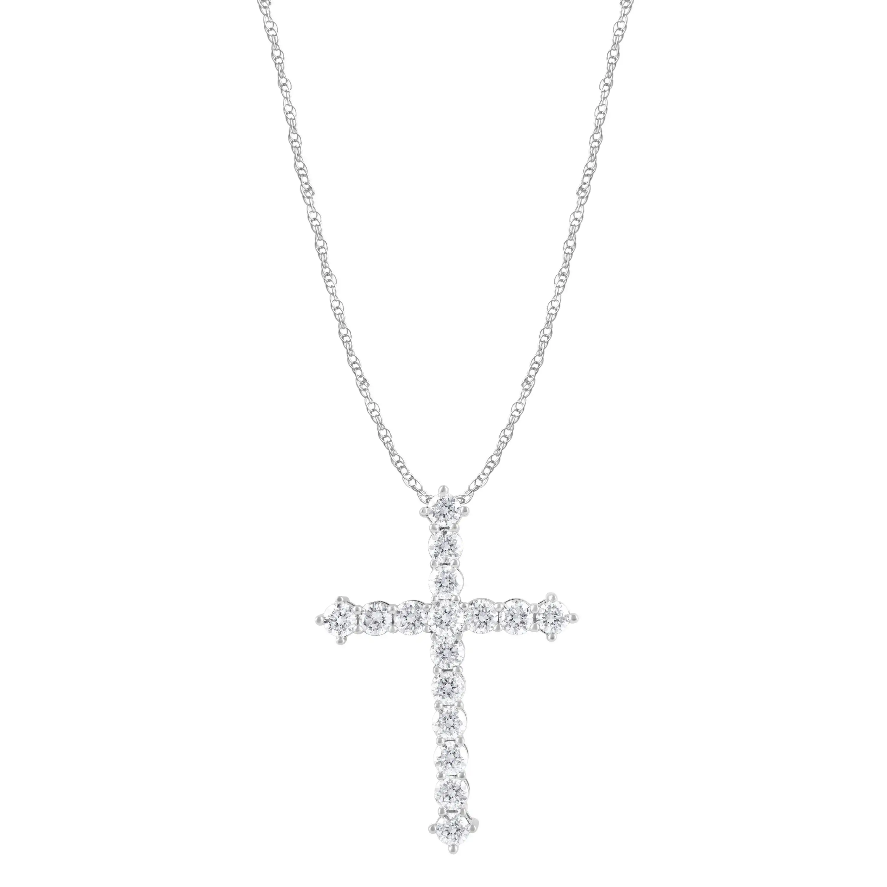 Meera Cross Necklace with 1.00ct of Laboratory Grown Diamonds in 9ct White Gold