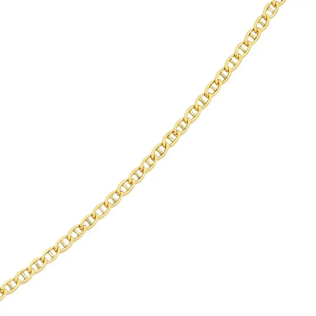 9ct Yellow Gold Silver Infused Anchor Chain Necklace 55cm