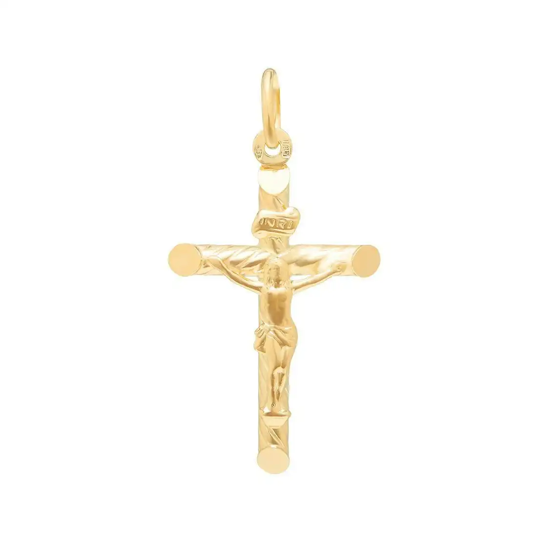 Twist Design Crucifix Cross Pendant in 9ct Yellow Gold
