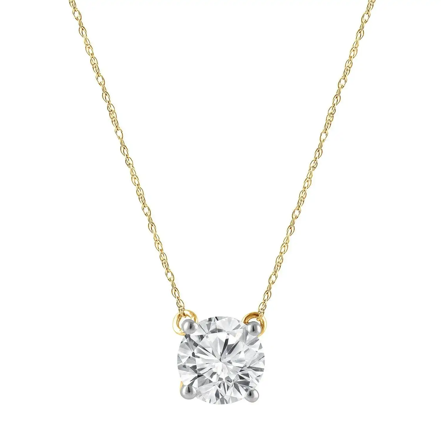 Meera 1.00ct Laboratory Grown Solitaire Diamond Necklace in 9ct Yellow Gold