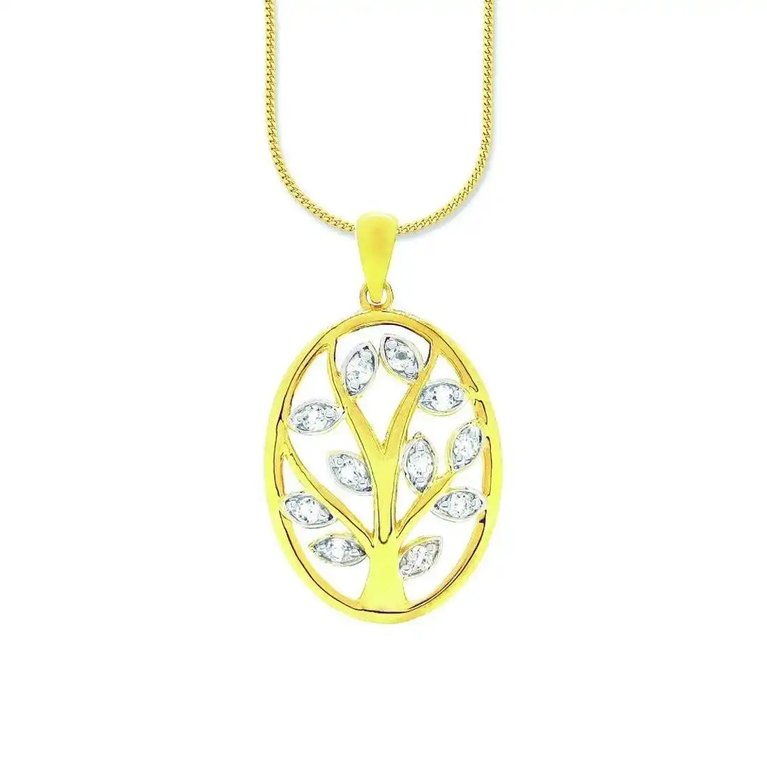 9ct Yellow Gold Diamond Set Tree Of Life Pendant