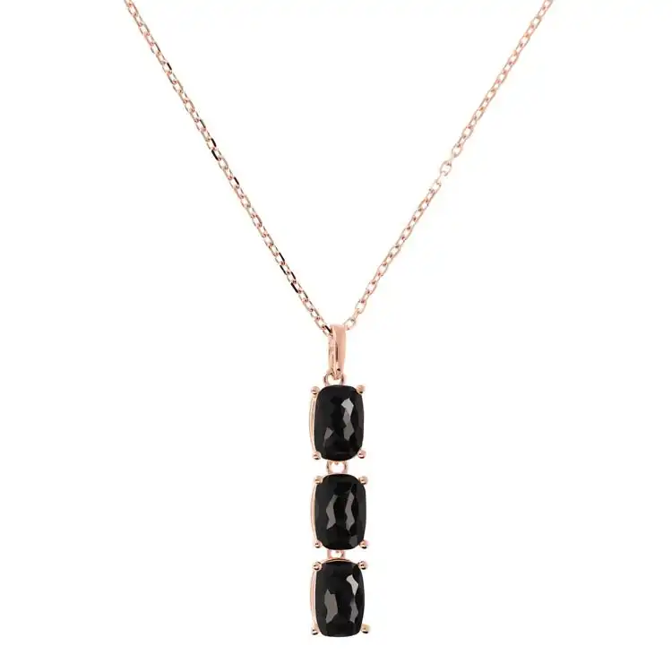 Bronzallure Variegata Black Onyx Pendant Necklace 47cm