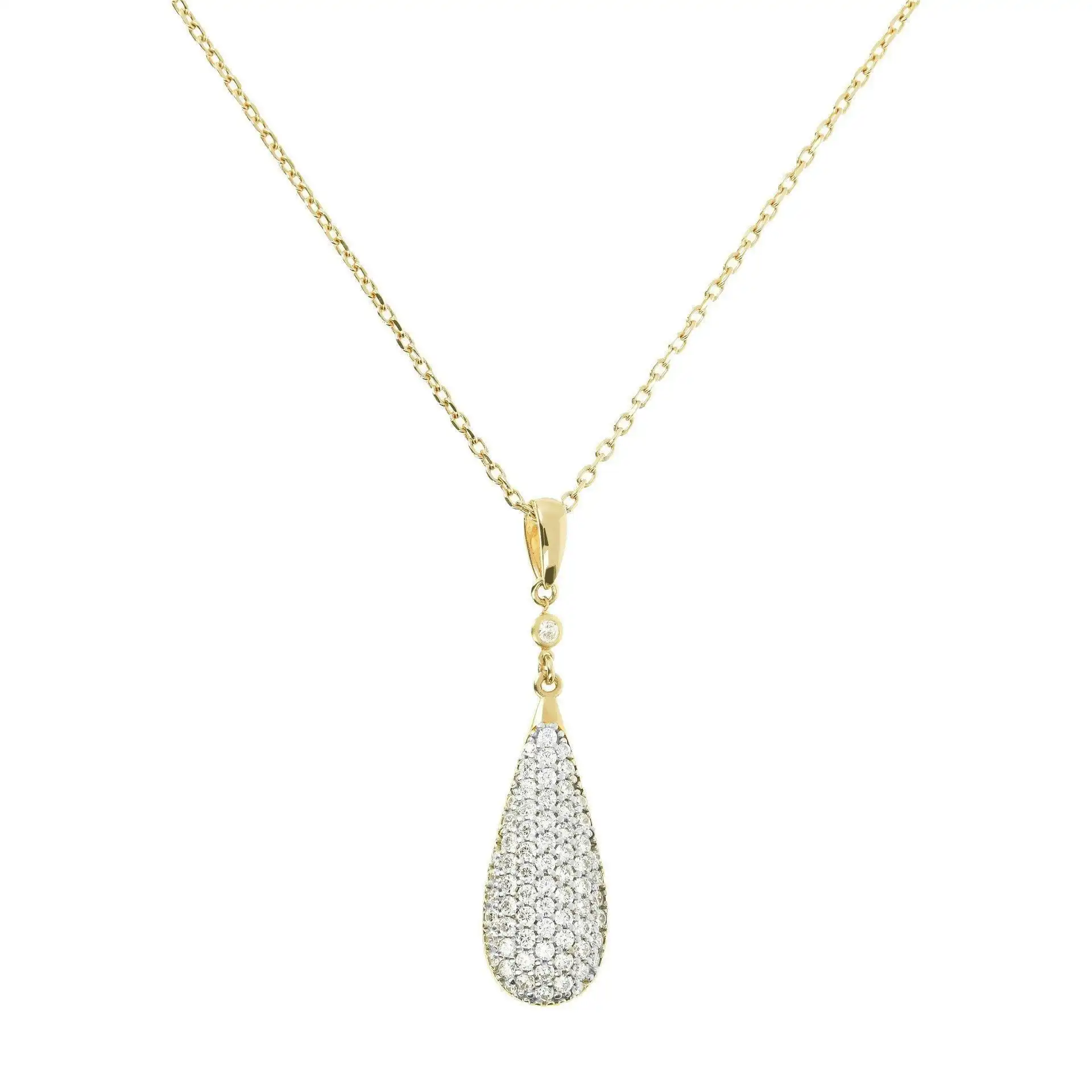 Bronzallure Pavé Drop Golden Pendant Necklace