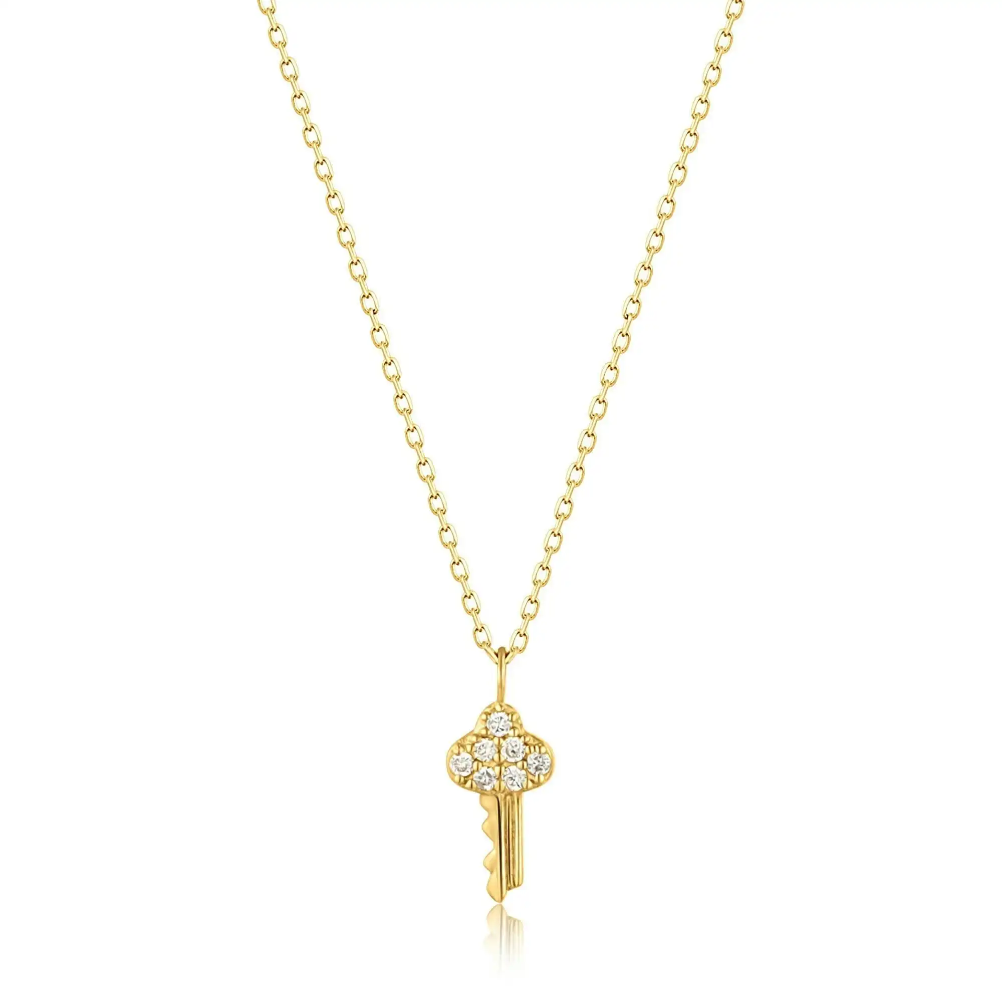 Ania Haie 14kt Gold Natural Diamond Key Necklace