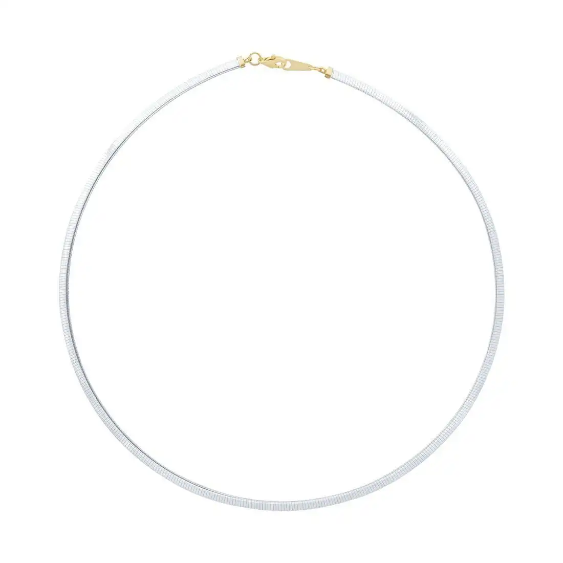 9ct Yellow Gold Silver Infused Two Tone Omega Necklace