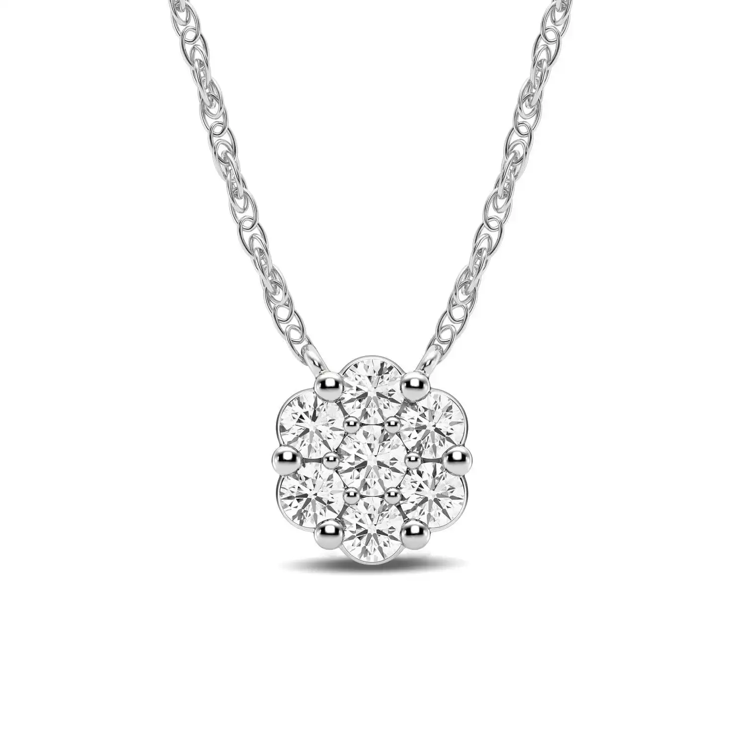 Meera Flower Necklace with 1/5ct of Laboratory Grown Diamonds in 9ct White Gold