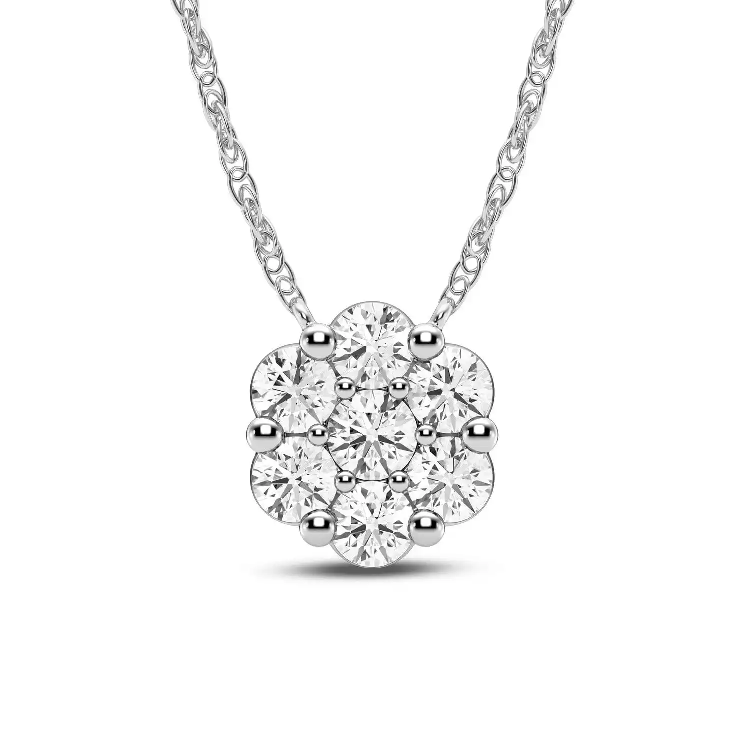 Meera Flower Necklace with 1/2ct of Laboratory Grown Diamonds in 9ct White Gold