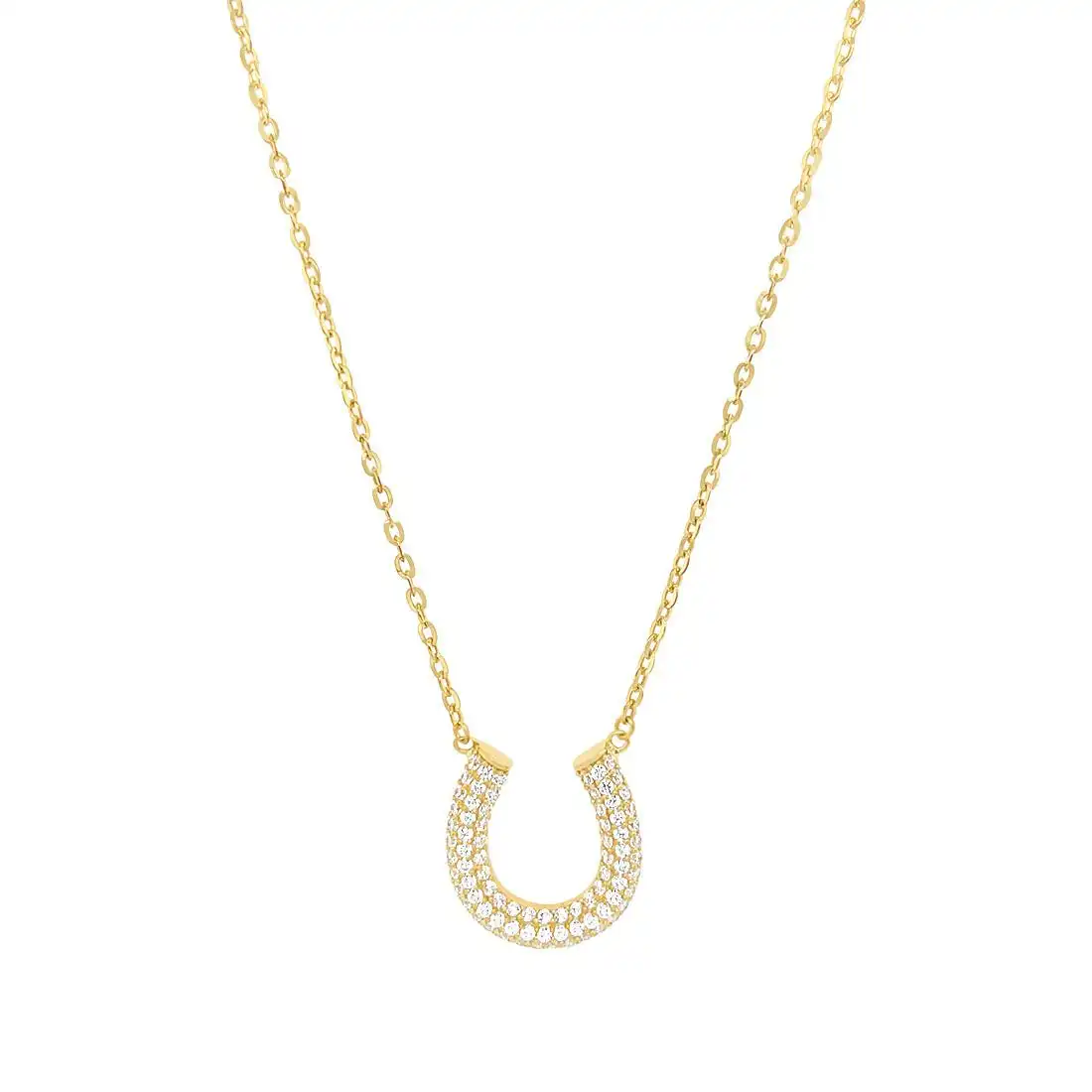 9ct Yellow Gold Silver Infused Horseshoe Necklace