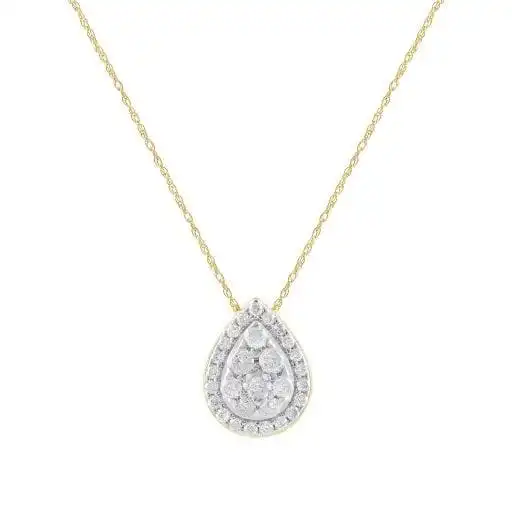 Love Myself Pear Shape Slider Necklace with 1/3ct of Diamonds in 9ct Yellow Gold