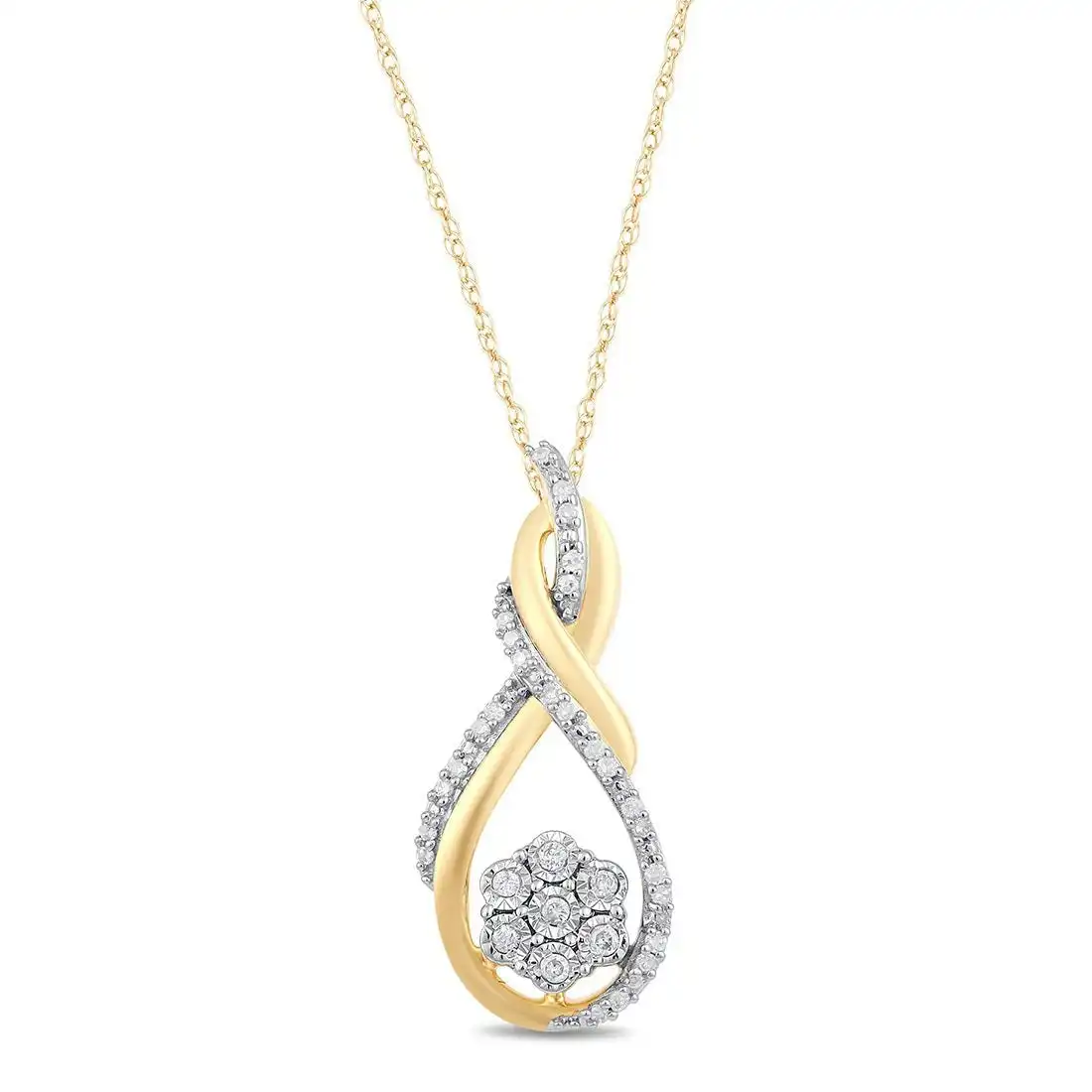 Miracle Flower Diamond Necklace in 9ct Yellow Gold