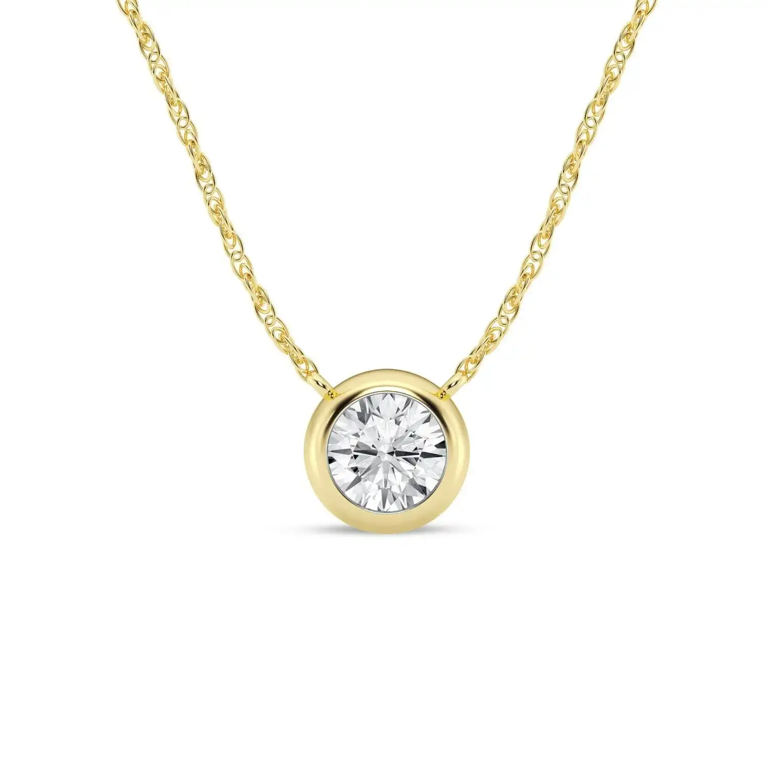Meera Bezel 1/2ct Laboratory Grown Solitaire Diamond Necklace in 9ct Yellow Gold