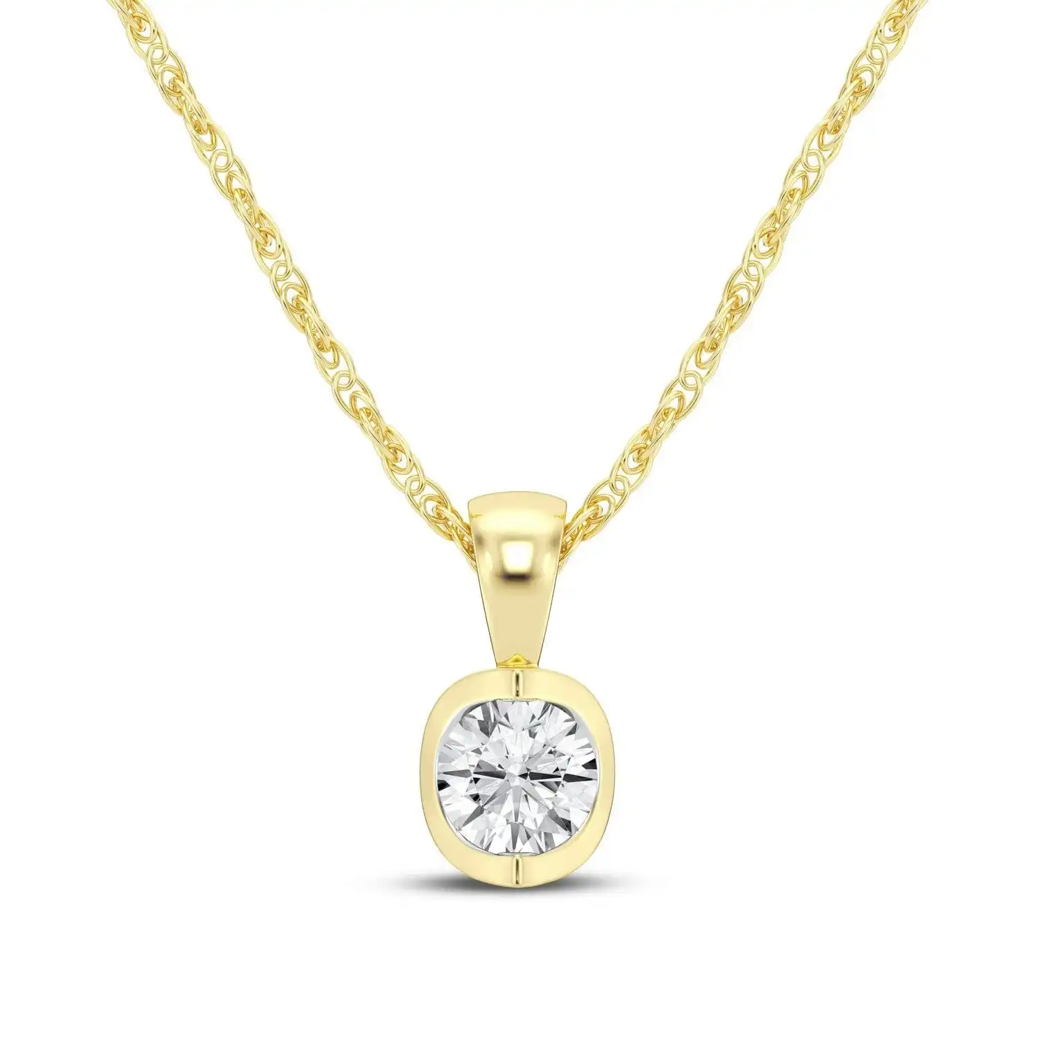 Meera Fancy Bezel Necklace with 0.40ct Solitaire Laboratory Grown Diamond in 9ct Yellow Gold