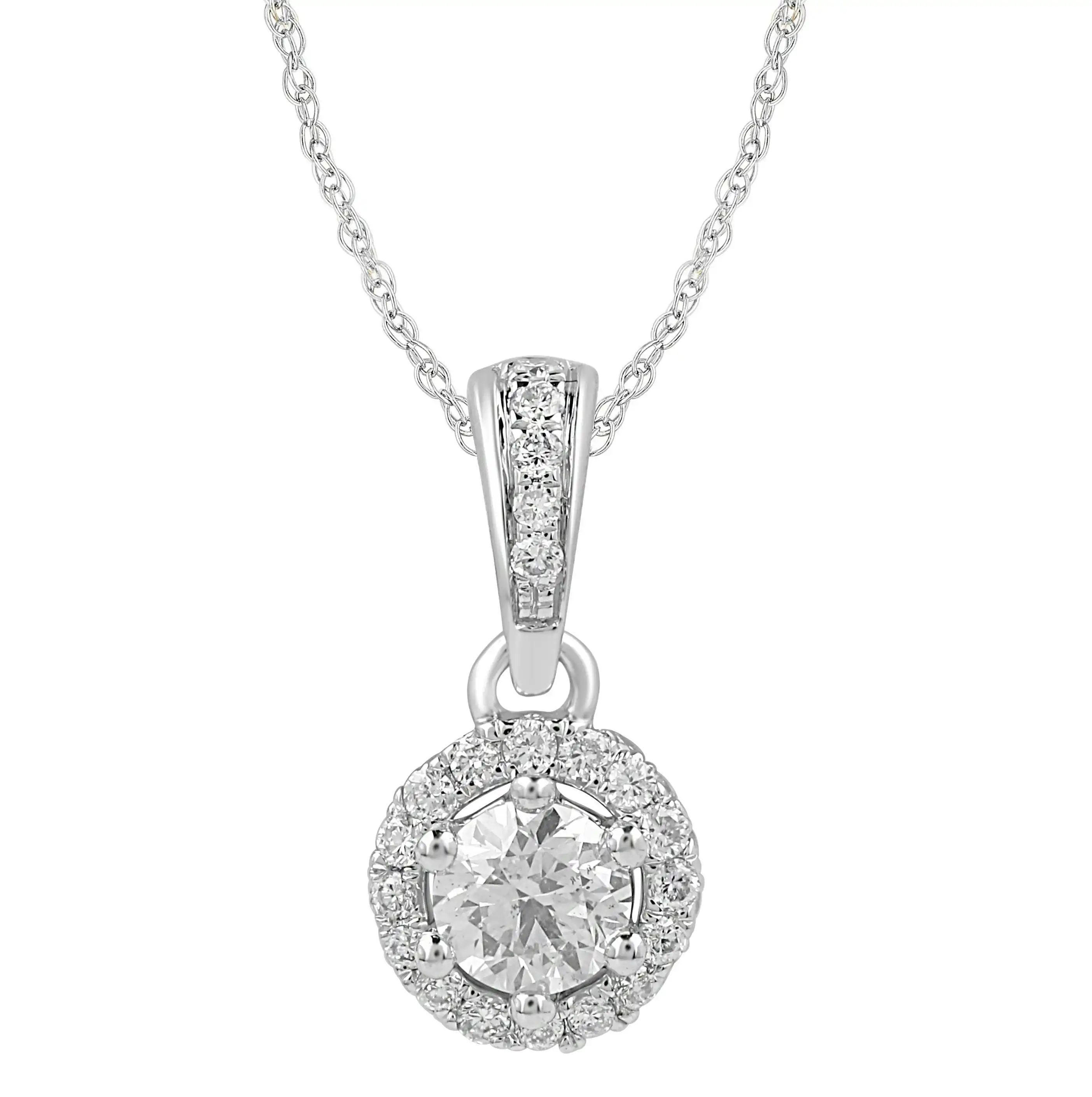 Love by Michelle Beville Halo Solitaire Necklace with 0.40ct of Diamonds in 18ct White Gold