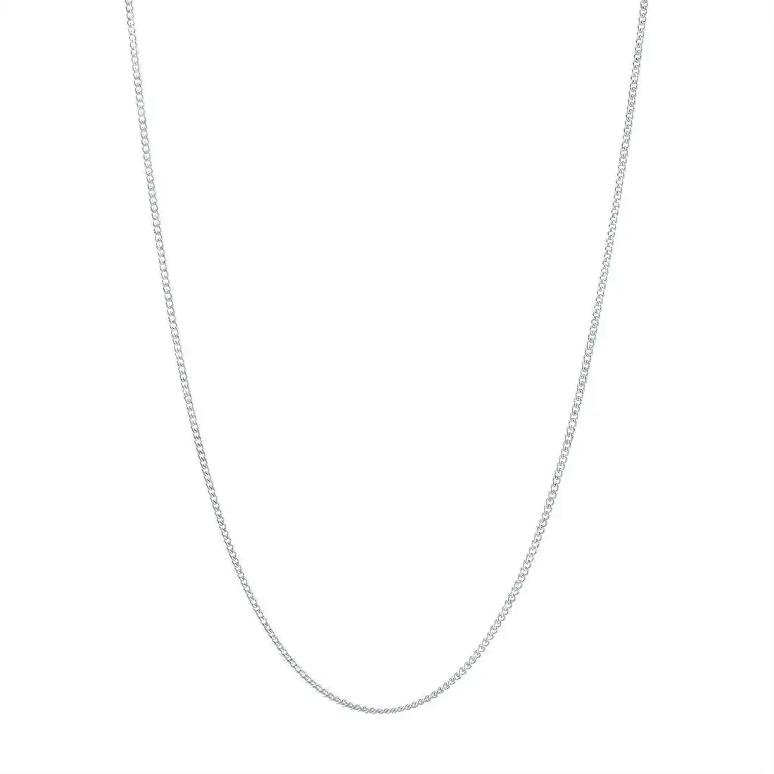9ct White Gold Fine Diamond Cut Curb Chain Necklace 45cm
