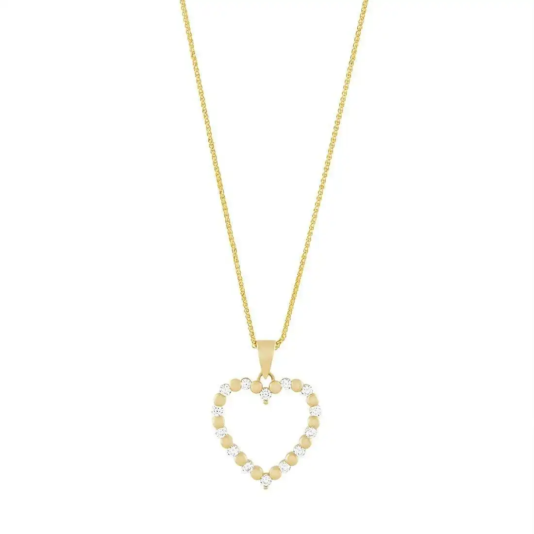 9ct Yellow Gold Ball and Heart Necklace