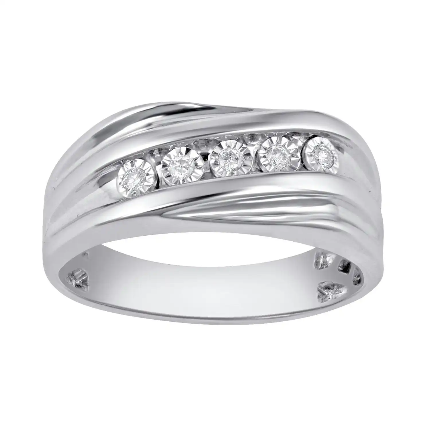 Mirage Crossover Men's Ring with 0.10ct of Diamonds in Sterling Silver