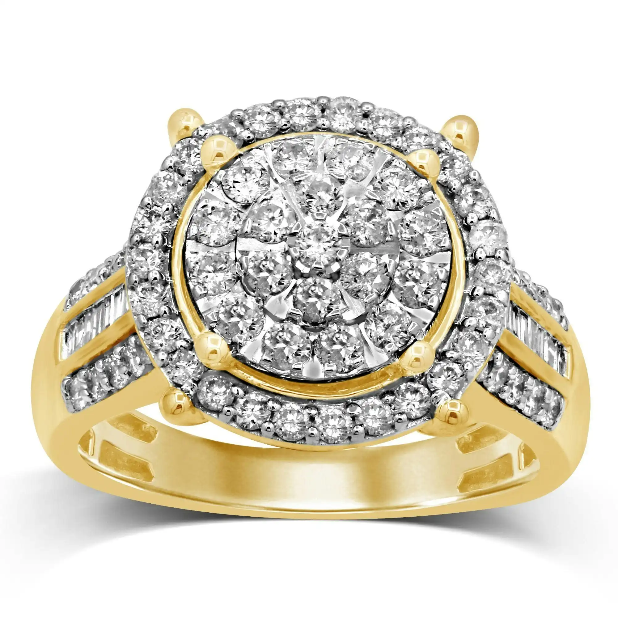 Brilliant Illusion Solitaire Look Ring with 1.00ct of Diamonds in 9ct Yellow Gold