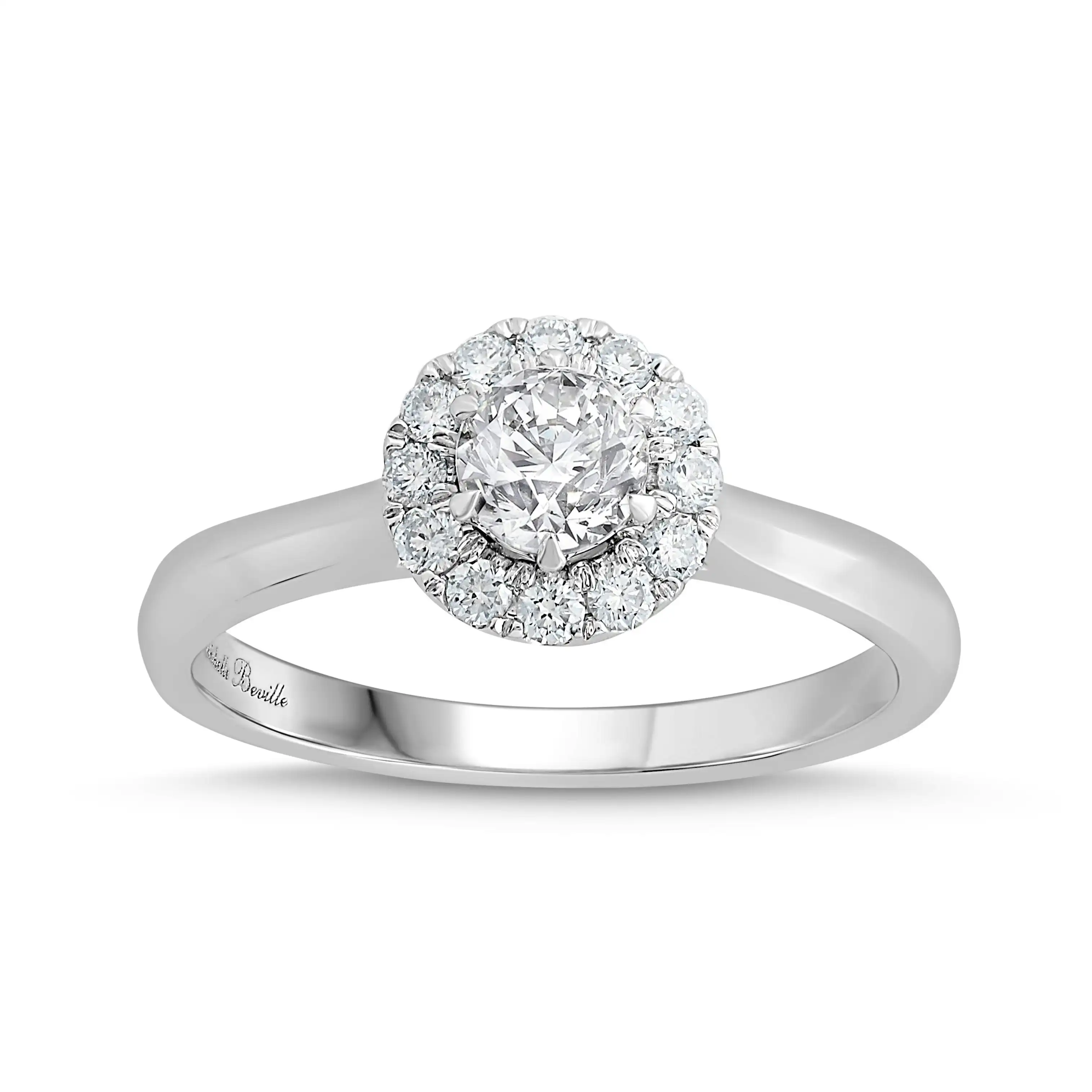 Love by Michelle Beville Halo Solitaire Ring with 0.65ct of Diamonds in 18ct White Gold
