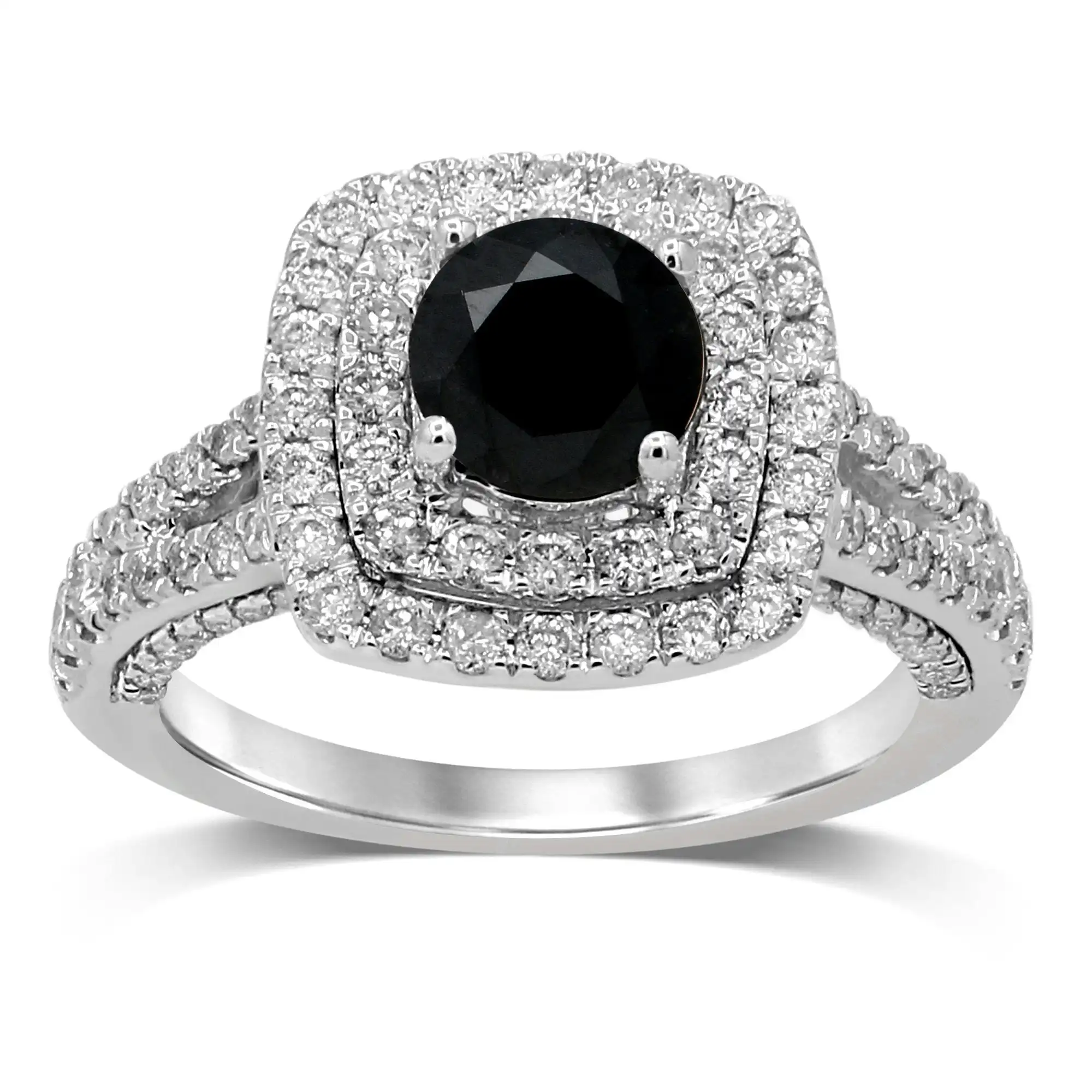 Facets of Love Black Diamond Solitaire Ring with 2.50ct of Diamonds in 18ct White Gold