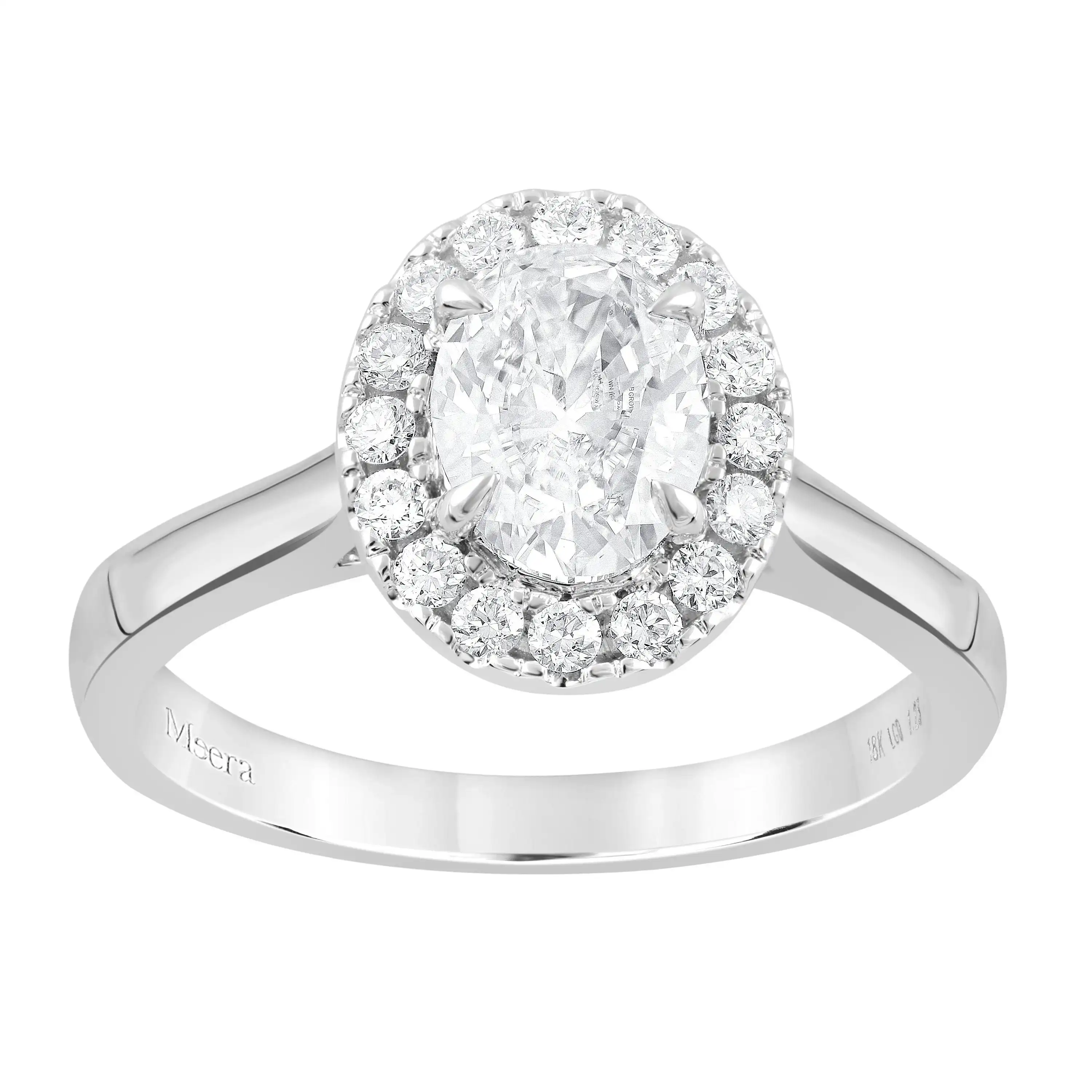 Meera Halo Ring with 1.20ct of Laboratory Grown Diamonds in 18ct White Gold