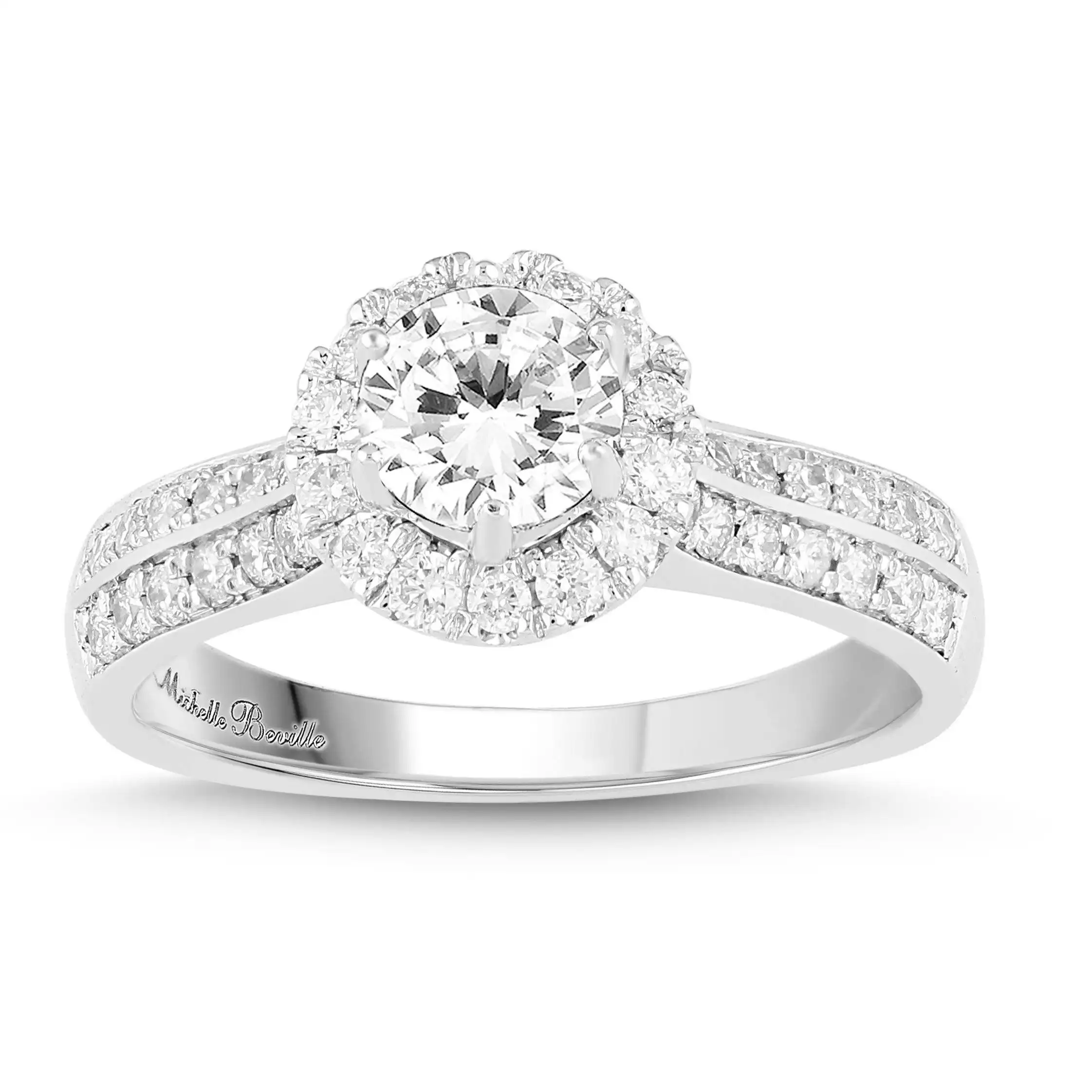Love by Michelle Beville Halo Solitaire Ring with 1.00ct of Diamonds in 18ct White Gold