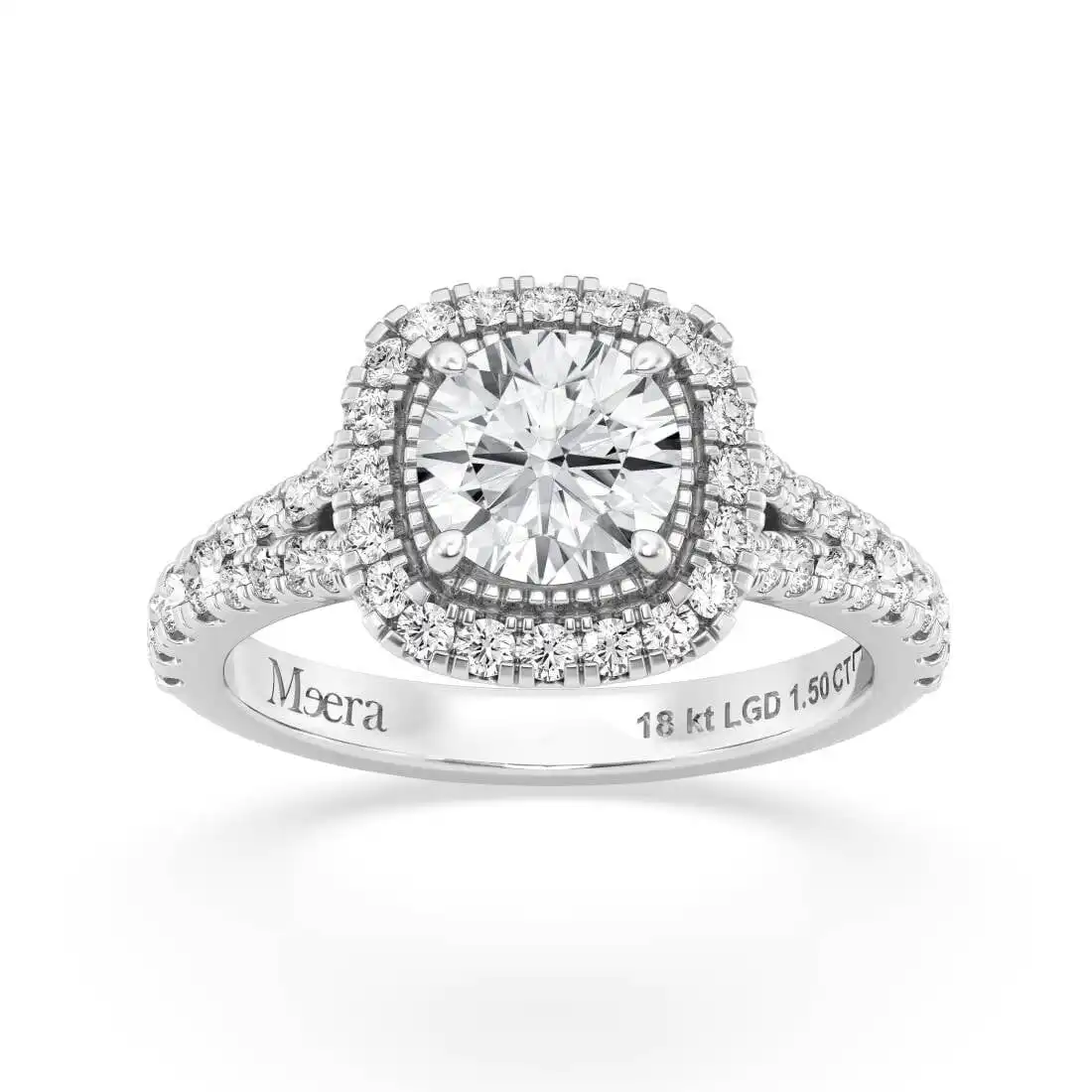 Meera Halo Ring with 1.50ct of Laboratory Grown Diamonds in 18ct White Gold