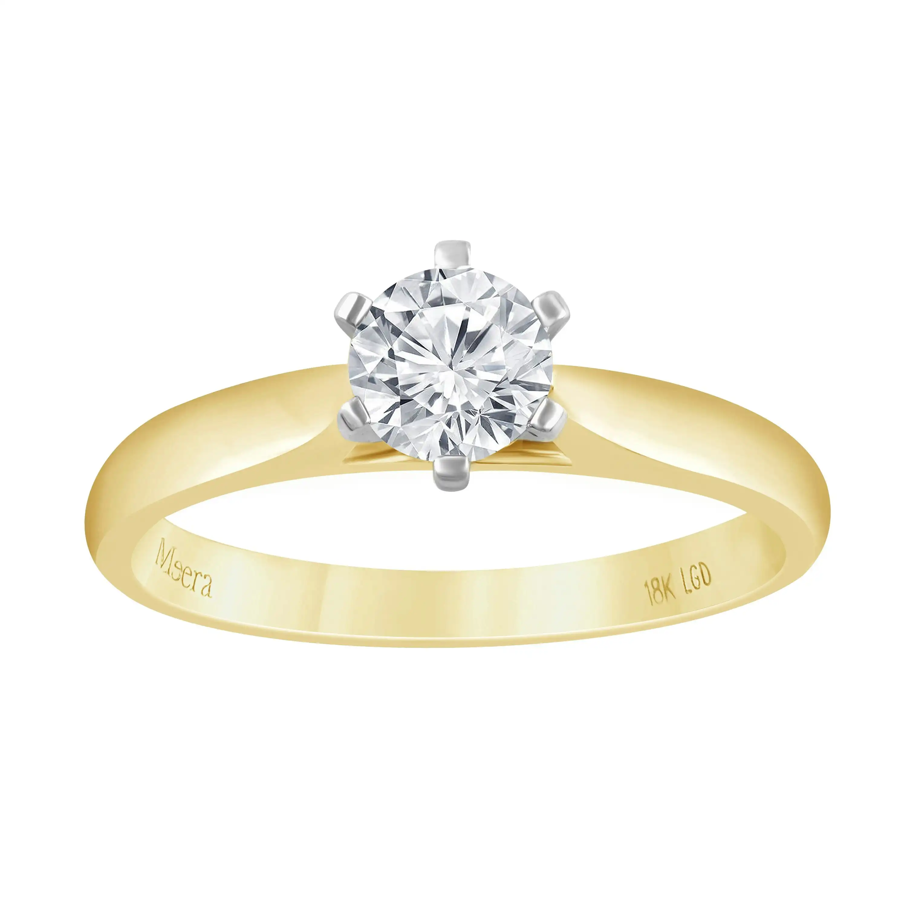 Meera 1/2ct Solitaire Laboratory Grown Diamond Ring in 18ct Yellow Gold