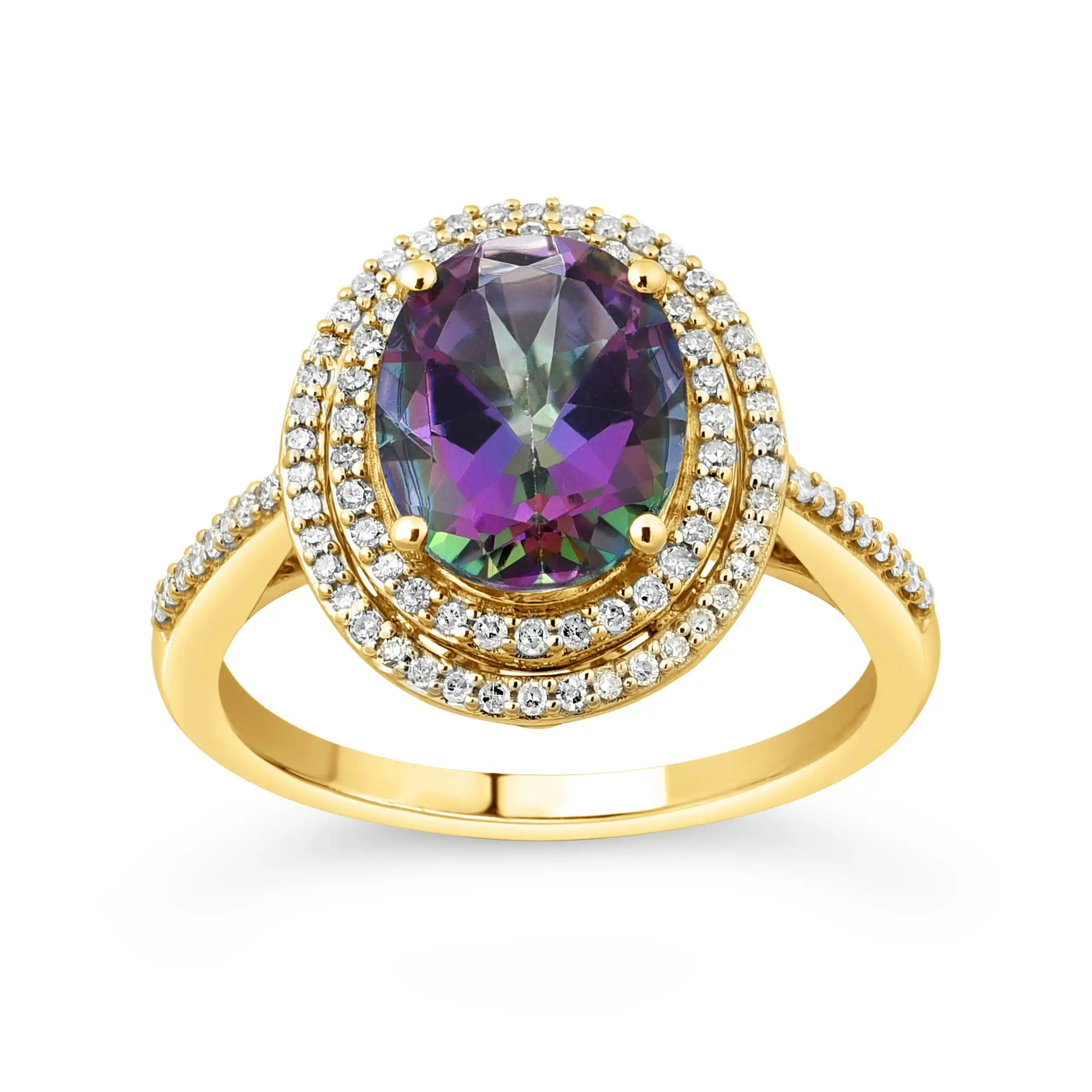 Mystic Topaz Ring with 1/4ct of Diamonds in 9ct Yellow Gold