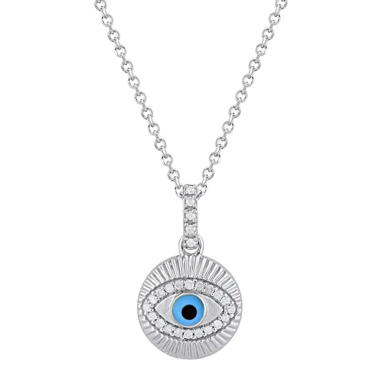 Evil Eye Necklace with 0.05ct of Diamonds in Sterling Silver