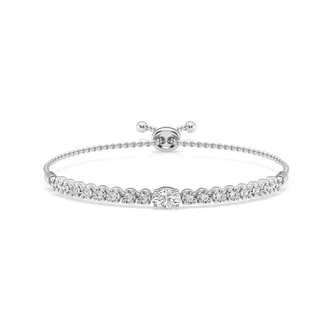 Mirage Bolo Bracelet with 1.00ct of Laboratory Grown Diamonds in Sterling Silver and Platinum