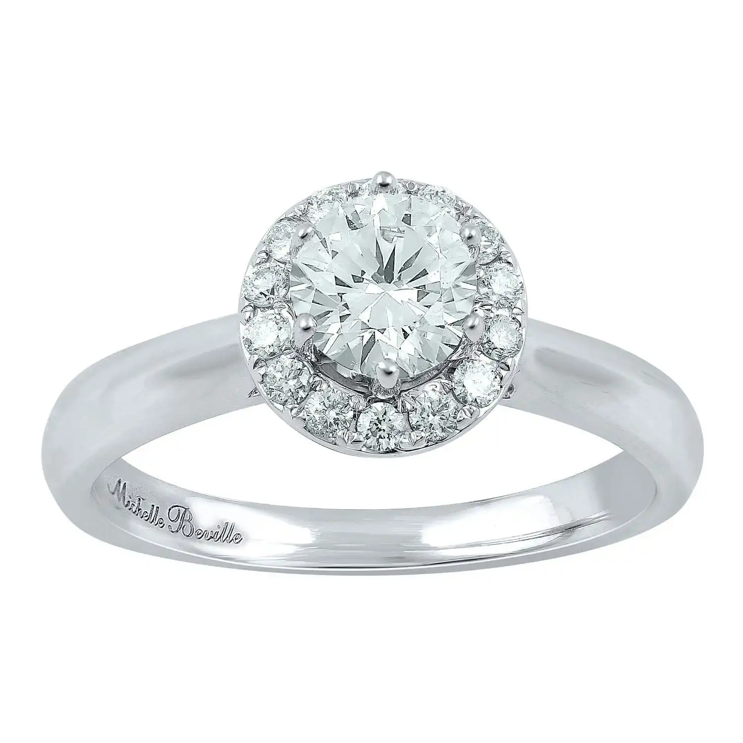 Love by Michelle Beville Halo Solitaire Ring with 0.80ct of Diamonds in 18ct White Gold