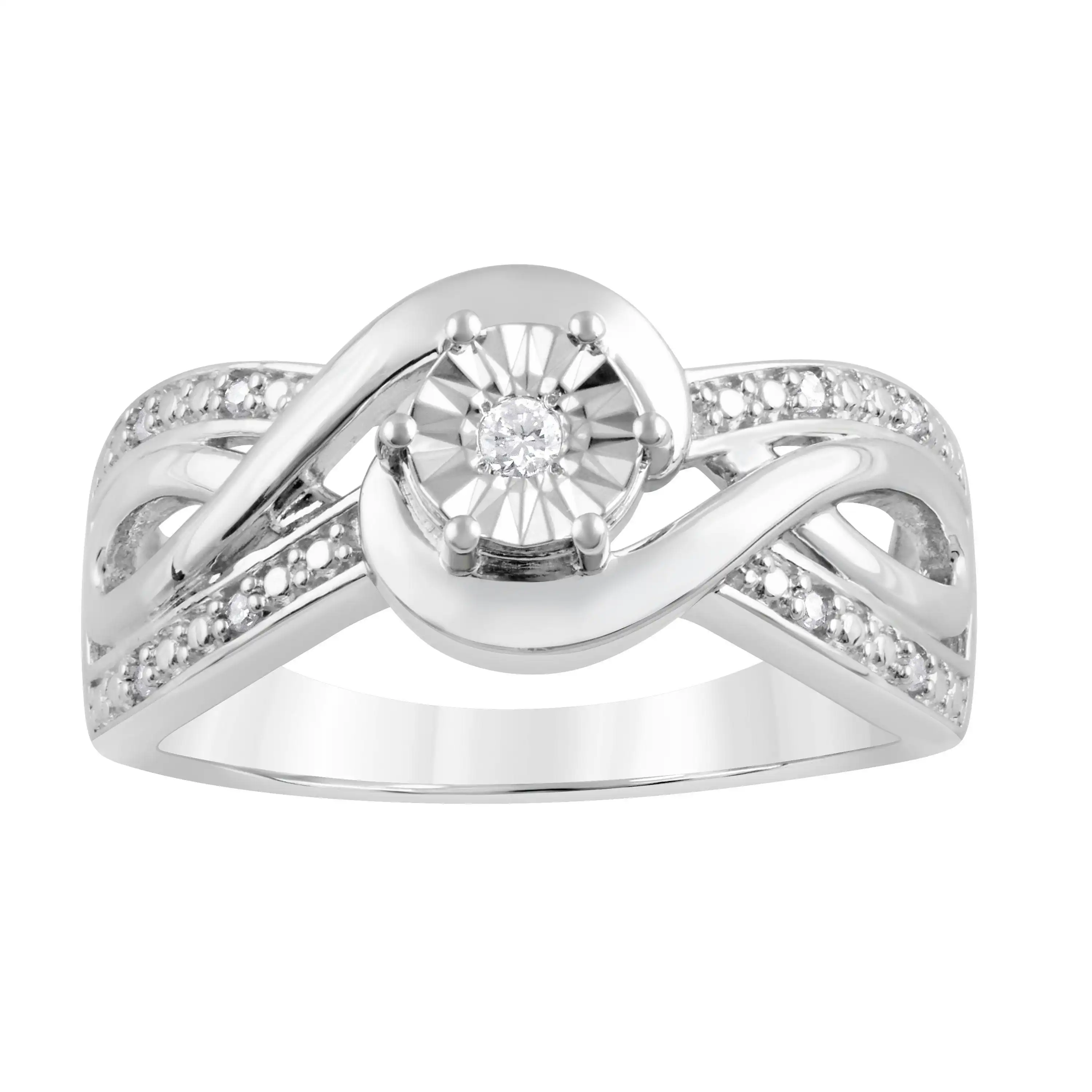 Diamond Set Multi Wrap Shoulder Ring in Sterling Silver