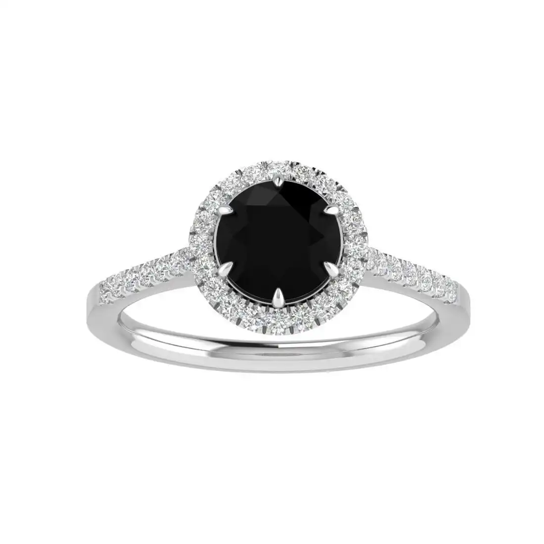 Facets of Love 18ct White Gold Black Diamond Ring with 1.50ct of Diamonds