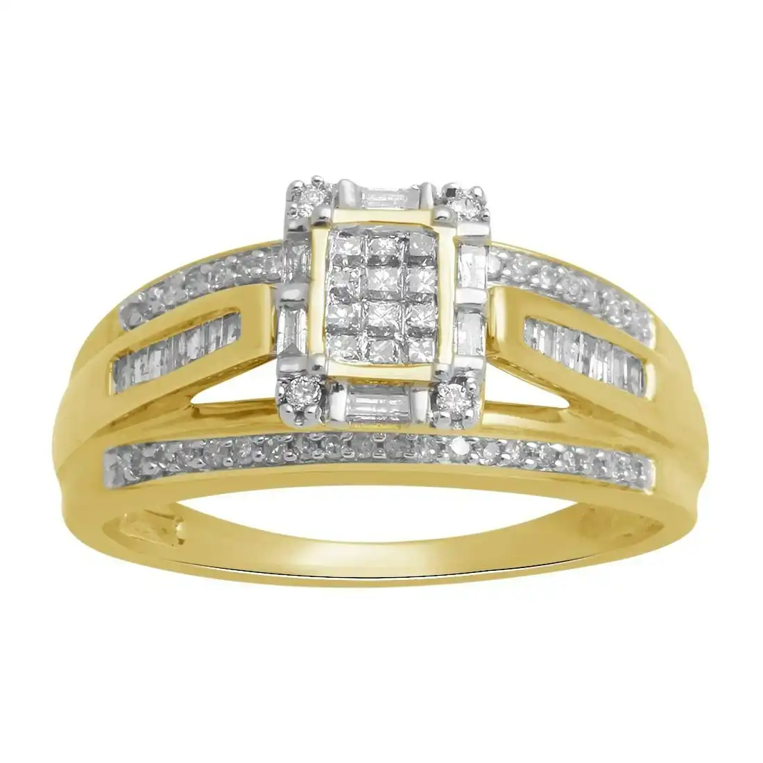 9ct Yellow Gold 0.50ct Diamond Invisible Princess Ring