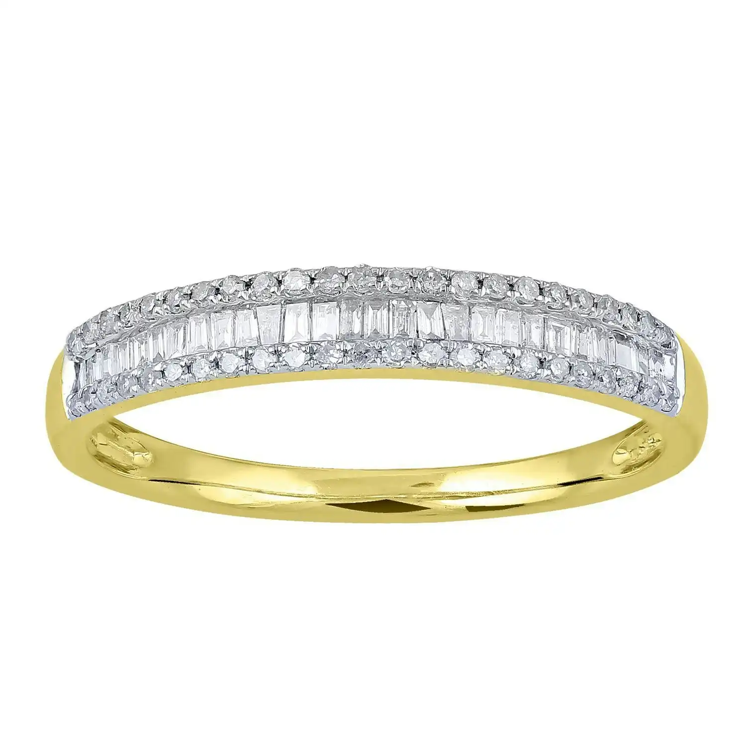 Baguette Channel Ring with 1/4ct of Diamonds in 9ct Yellow Gold