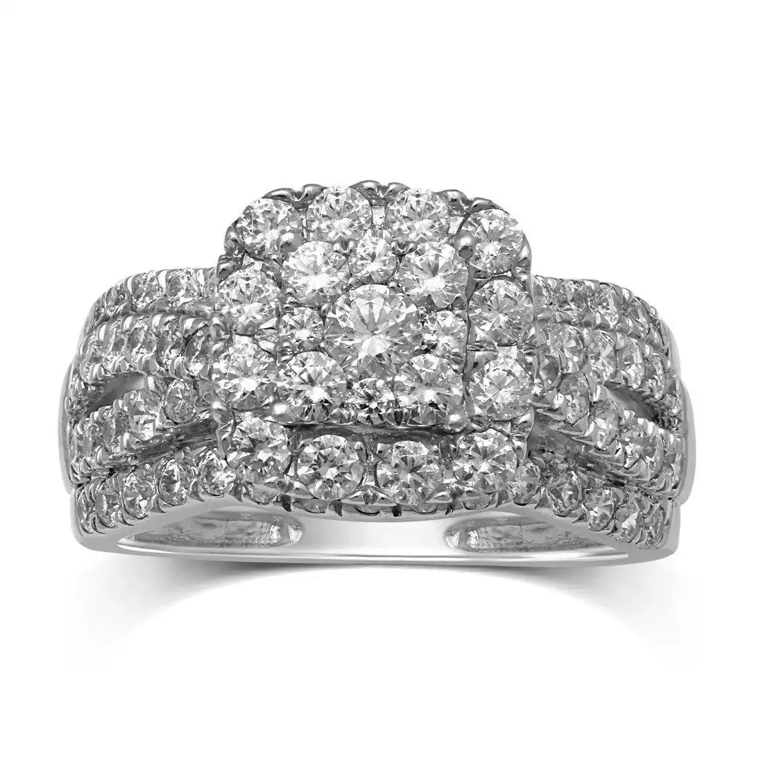 Facets of Love Square Mirage Ring with 1.50ct of Diamonds in 18ct White Gold