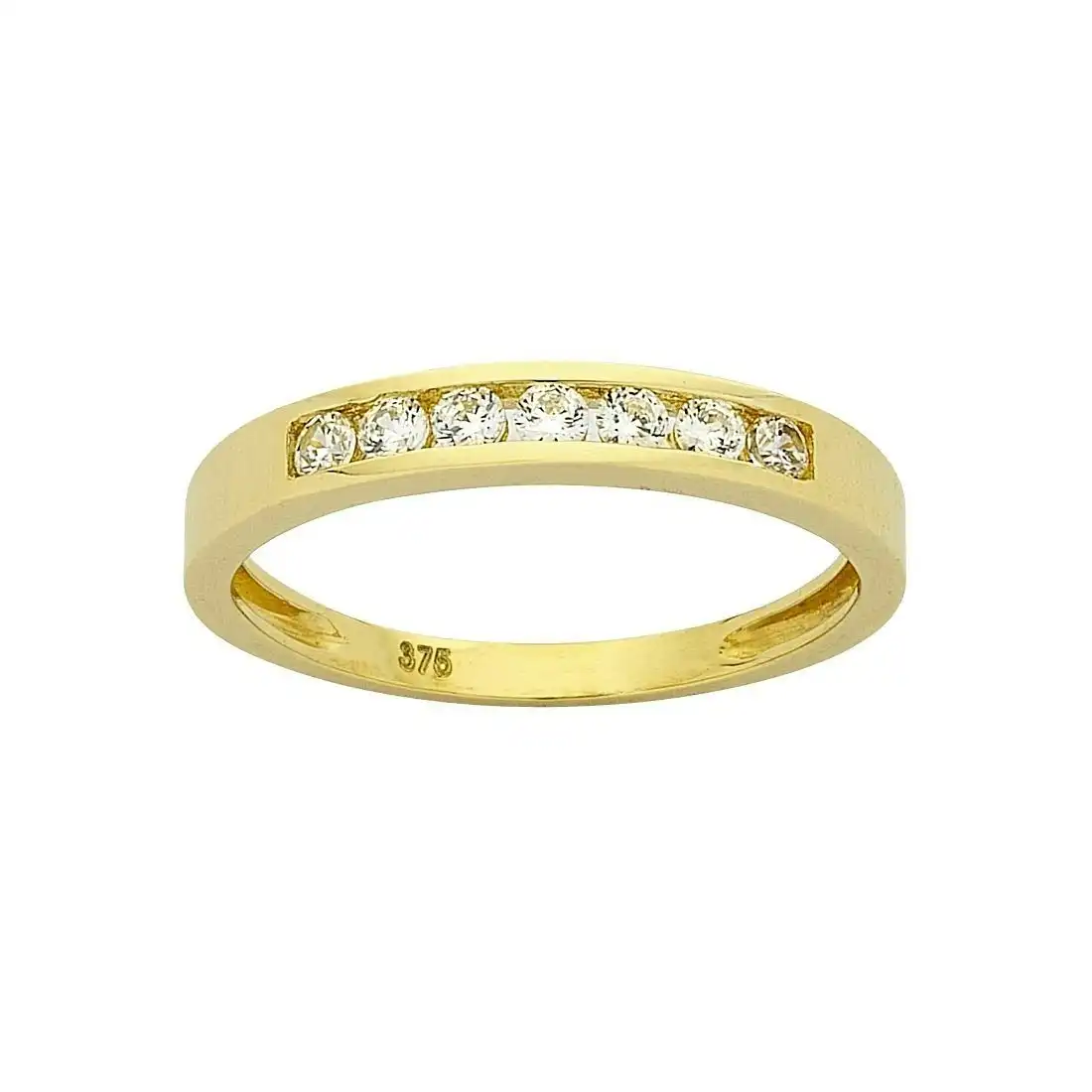 9ct Yellow Gold Cubic Zirconia Channel Set Ring